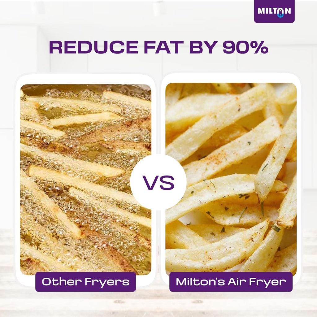 Milton Rapid Digital Air Fryer 5L | 1450W | 360° High Speed Air Circulation | Up to 90% Less Oil Usage | 8 Preset Menus | Touch Control Panel & Digital Display | Auto Shut-Off | 1 Year Warranty