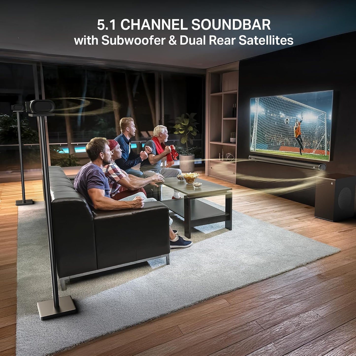 boAt Aavante Prime 5.1 5000DA (2025 Launch), Dolby Atmos, 500W, 5.1CH w/Wired Subwoofer & Wired Satellites, Multi Compatibility, Bluetooth Sound bar, Home Theatre Soundbar Speaker(Premium Black)