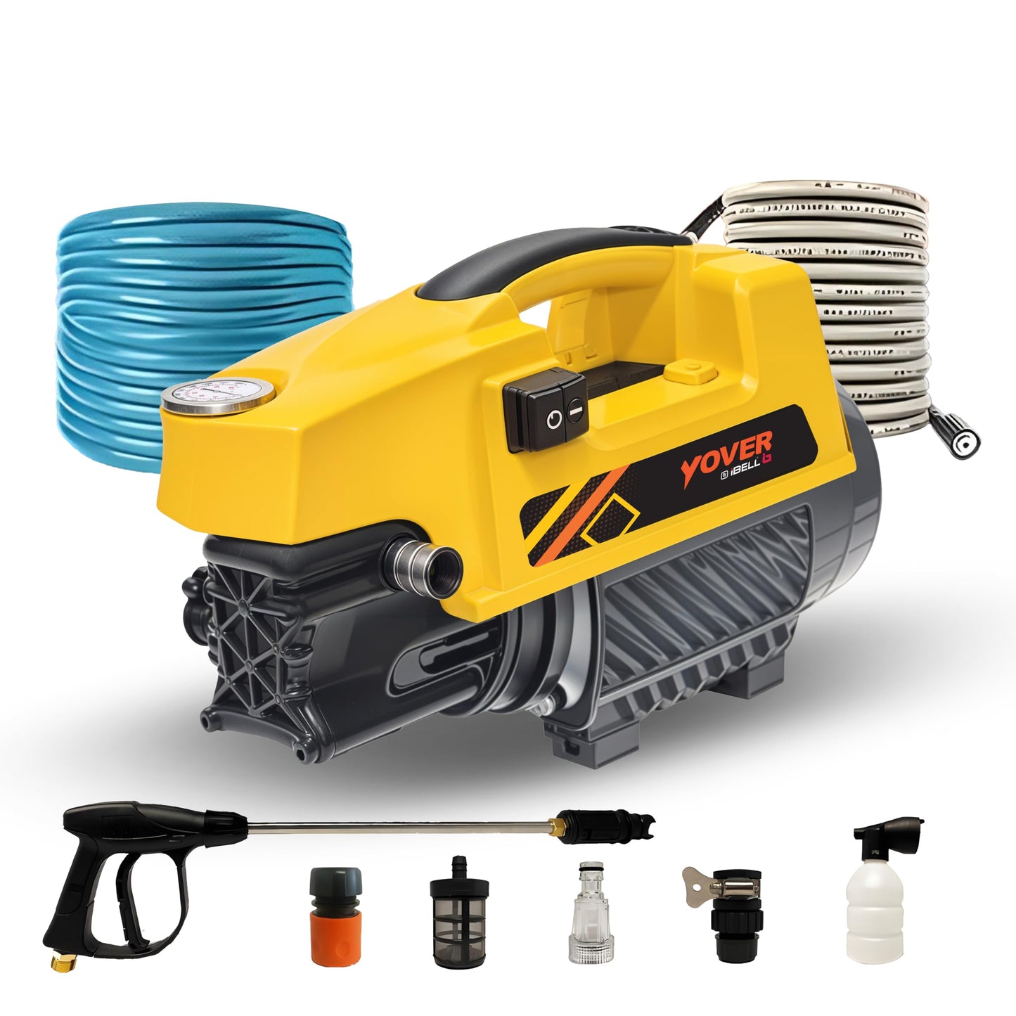 IBELL YO2800 High Pressure Car Washer for Home & Bike Cleaning, 2800W Induction Motor, 240 Bar, 12 L/min Flow, Portable Power Washer with 8M Hose & Spray Gun