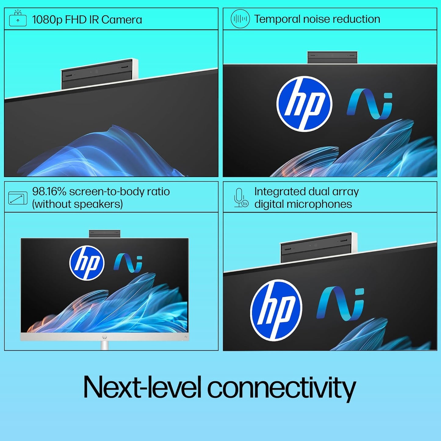 HP Next Gen AI AIO, AMD Ryzen AI 7 350, 50 Tops,(16GB DDR5,1TB SSD) IPS, 300 nits, Anti-Glare, 27inch(68.6cm) FHD, Win 11, Office24, Shell White, 11.9kg, FHD Camera w/Privacy shuttter, 27-ct2073in