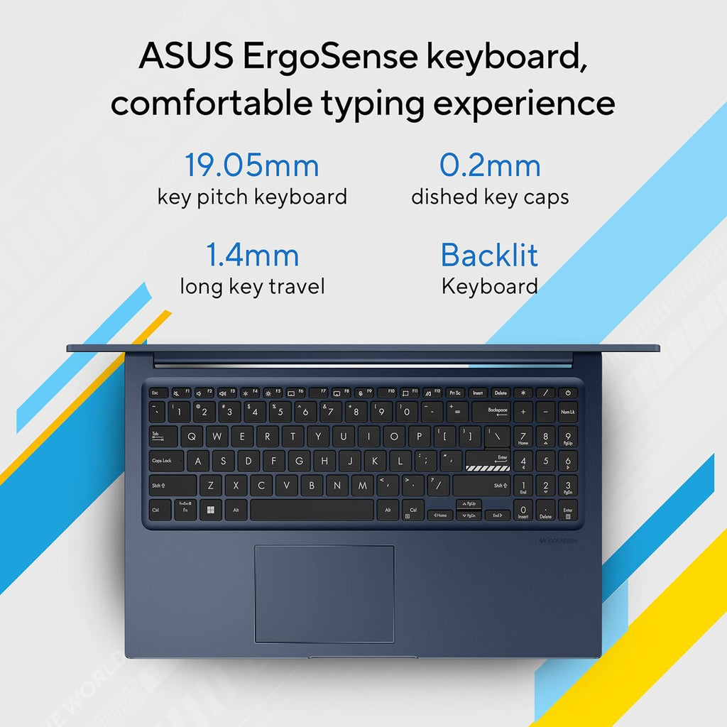 ASUS Vivobook 15, 15.6" FHD (1920 x 1080), Intel Core i3-1315U, (8GB RAM/512GB SSD/Intel UHD iGPU/Windows 11/M365 Basic (1Year)*/Office Home 2024/Quiet Blue/1.7 Kg), X1504VA-NJ3321WS