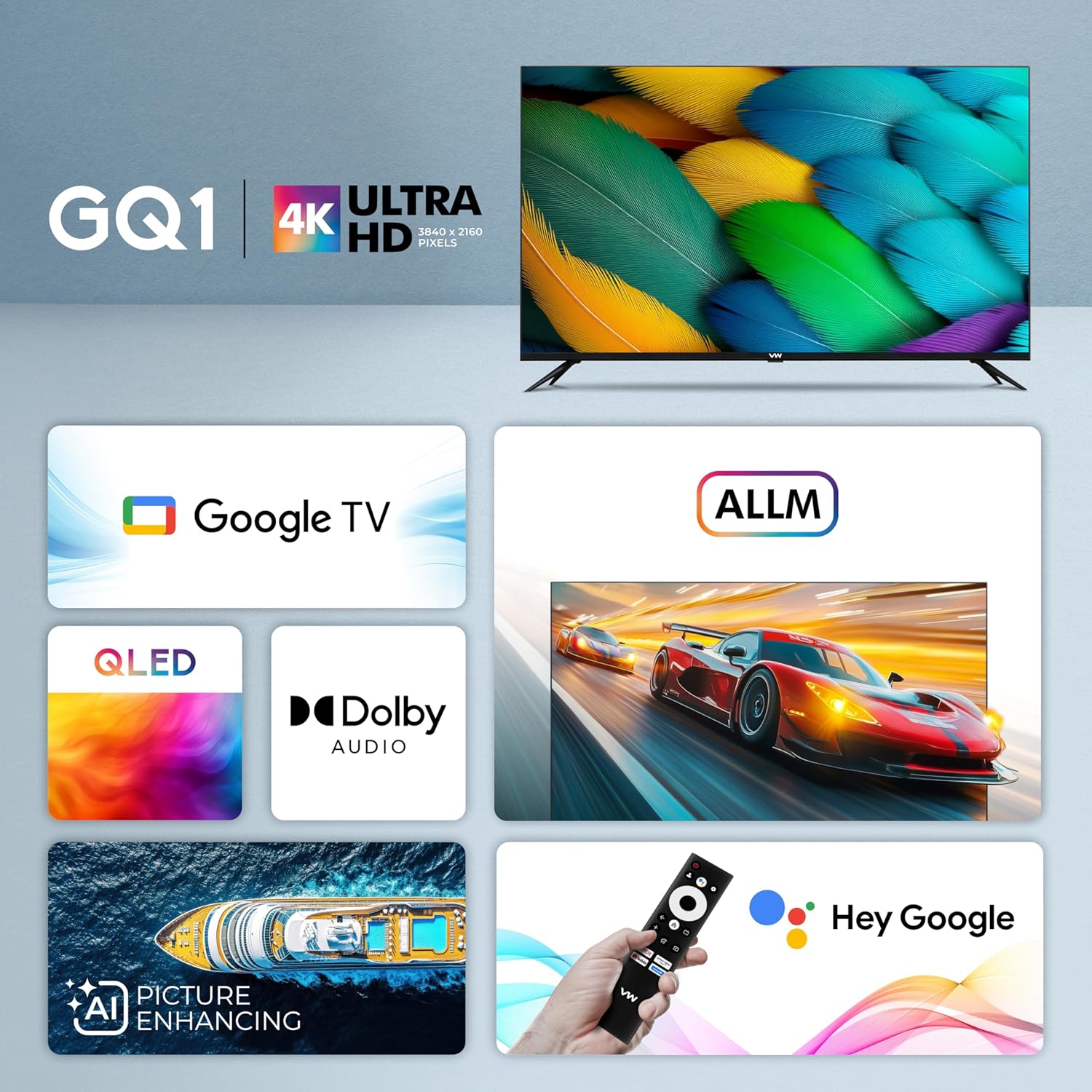VW 127 cm (50 inches) Pro Series 4K Ultra HD Smart QLED Google TV VW50GQ1