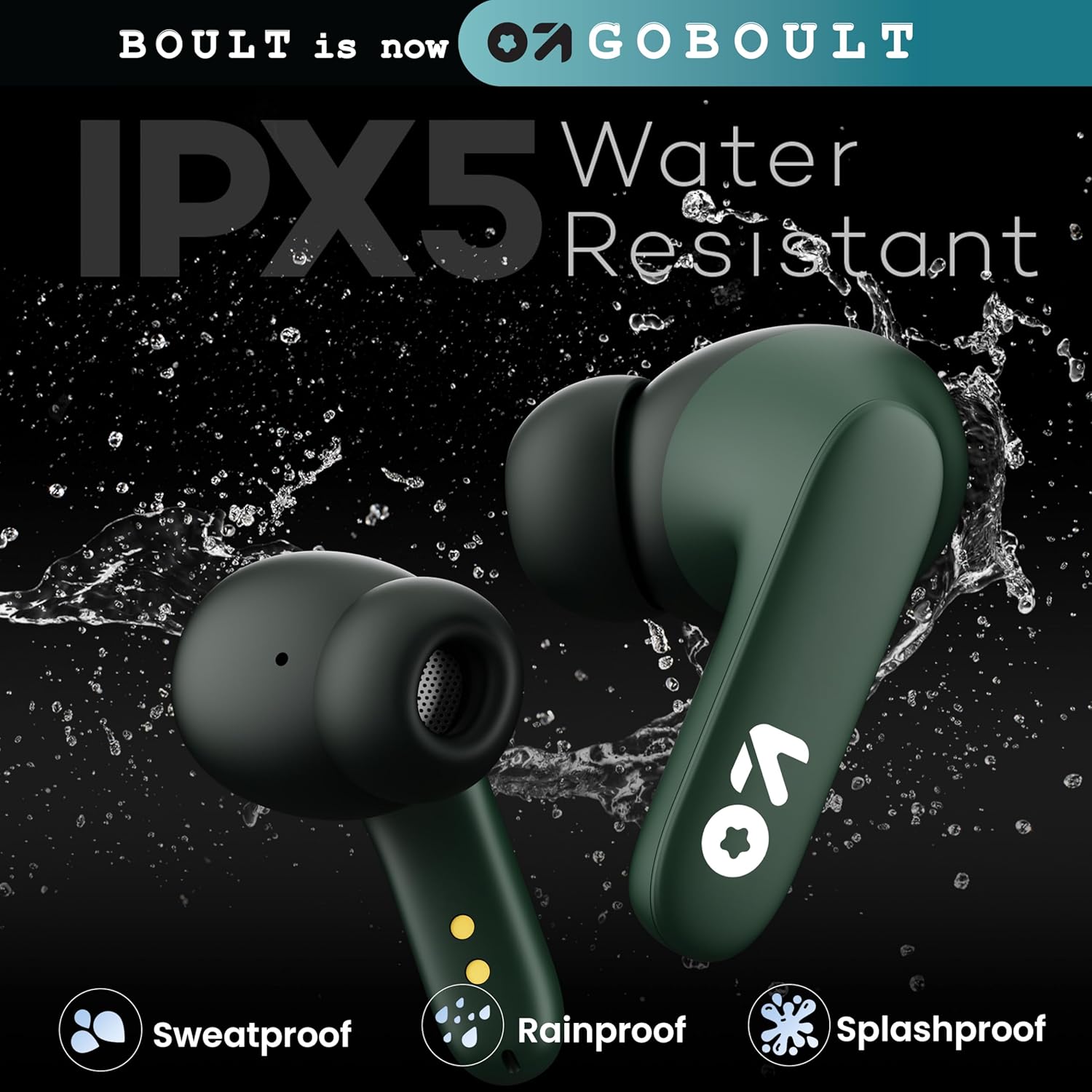 Boult GOBOULT Z20 Truly Wireless Bluetooth Ear Buds with 51H Playtime,Zen Calling ENC Mic,Made in India,Low Latency Gaming,Touch Controls,Rich Bass Drivers,TWS Earbuds Bluetooth Wireless(Pine Green)