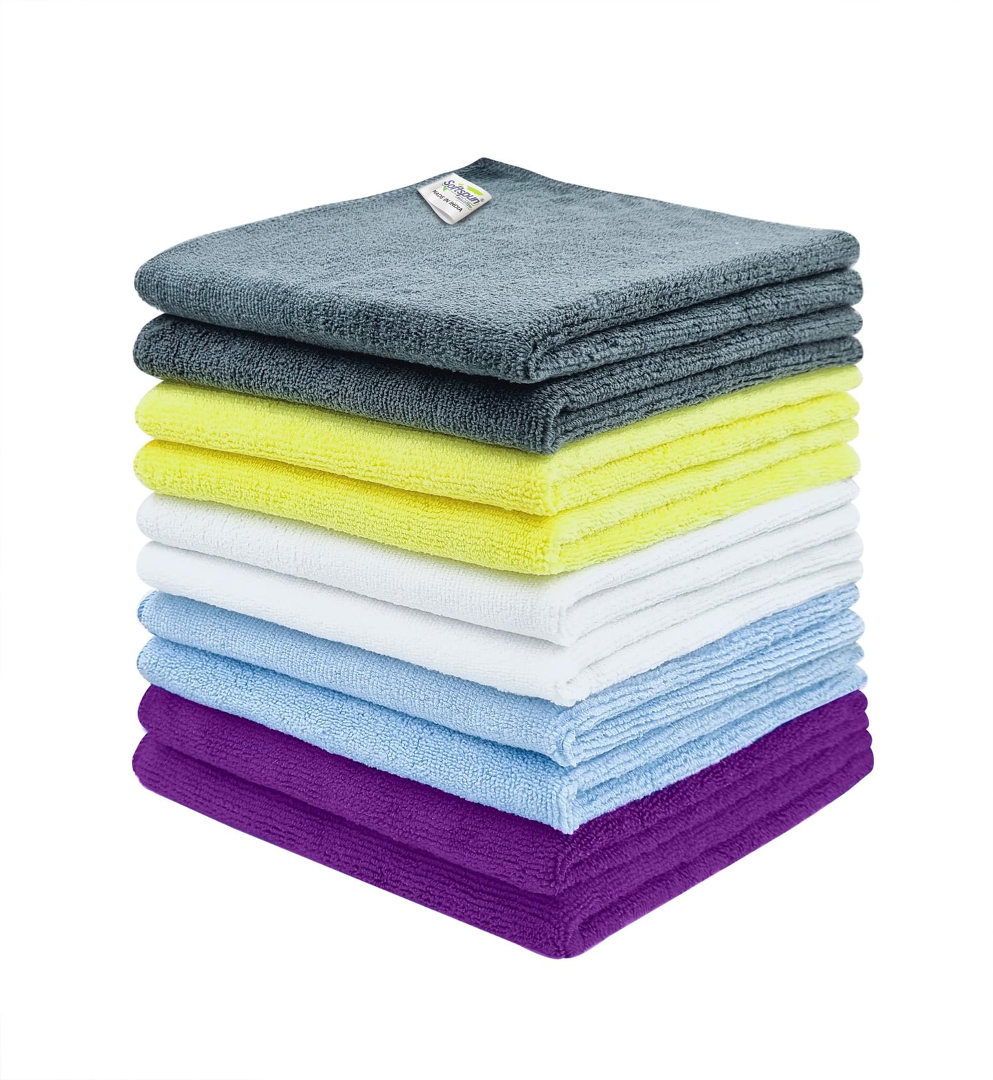 SOFTSPUN Microfiber Cloth - 4 pcs - 40x40 cms - 340 GSM Grey! Thick Lint & Streak-Free Multipurpose Cloths - Automotive Microfibre Towels for Car Bike Cleaning Polishing Washing & Detailing.