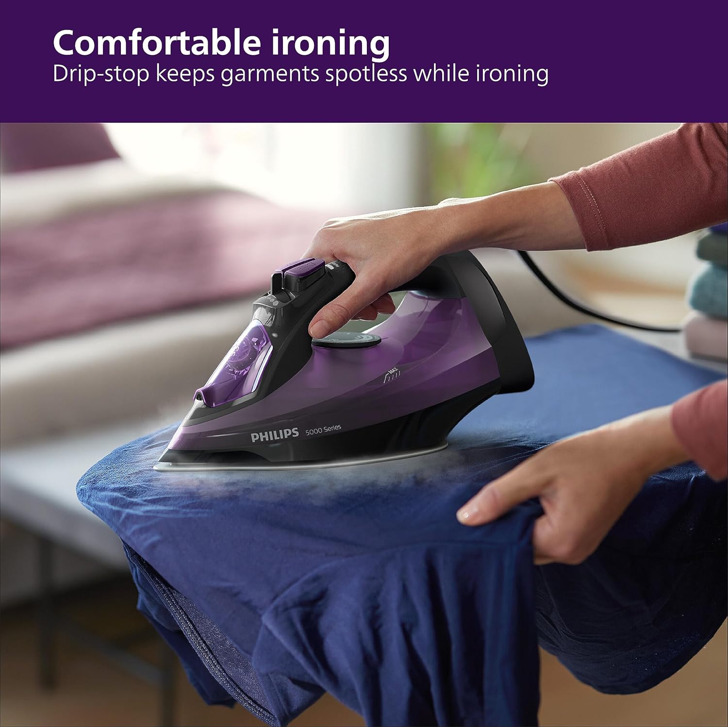PHILIPS Plastic Domestic Appliances Steam Iron Dst5030/80 2400 Watts Quick Heat Up with Up to 45 G/Min Steam 180 G Steam Boost Steamglide Plus Soleplate Vertical Steam