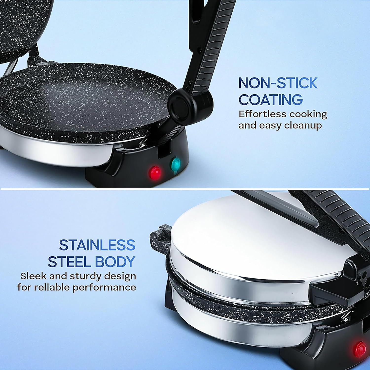 ISILER Multi Maker 950W Electric Automatic With 8.5 Inch Cooking Plate | Complete Roti/Chapati/Khakra Maker for Home | Super Smooth Non-Stick Coating | Cool Touch Handle | Fast Heating