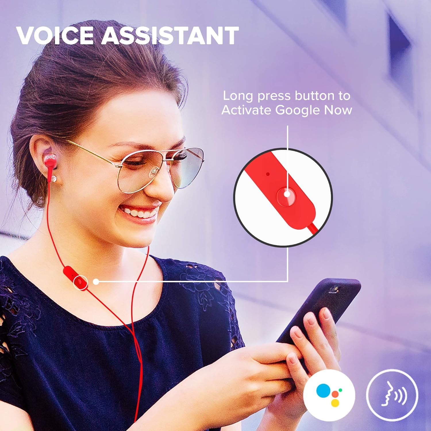 JBL C100SI Wired In Ear Headphones with Mic, JBL Pure Bass Sound, One Button Multi-function Remote, Premium Metallic Finish, Angled Buds for Comfort fit (Red)