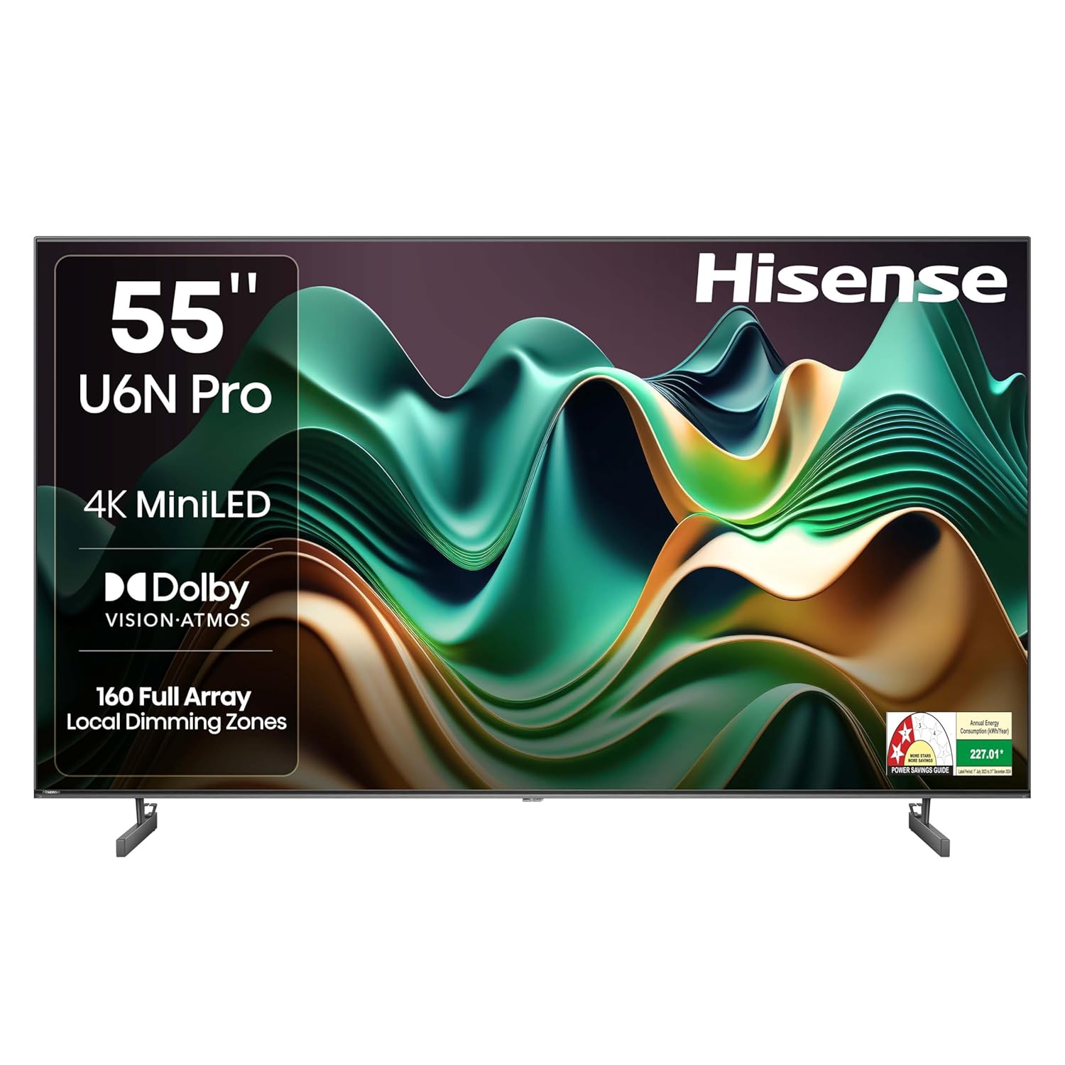 Hisense 139 cm (55 inches) U6N PRO Series 4K Ultra HD Smart QLED Mini LED TV 55U6N PRO (Black)