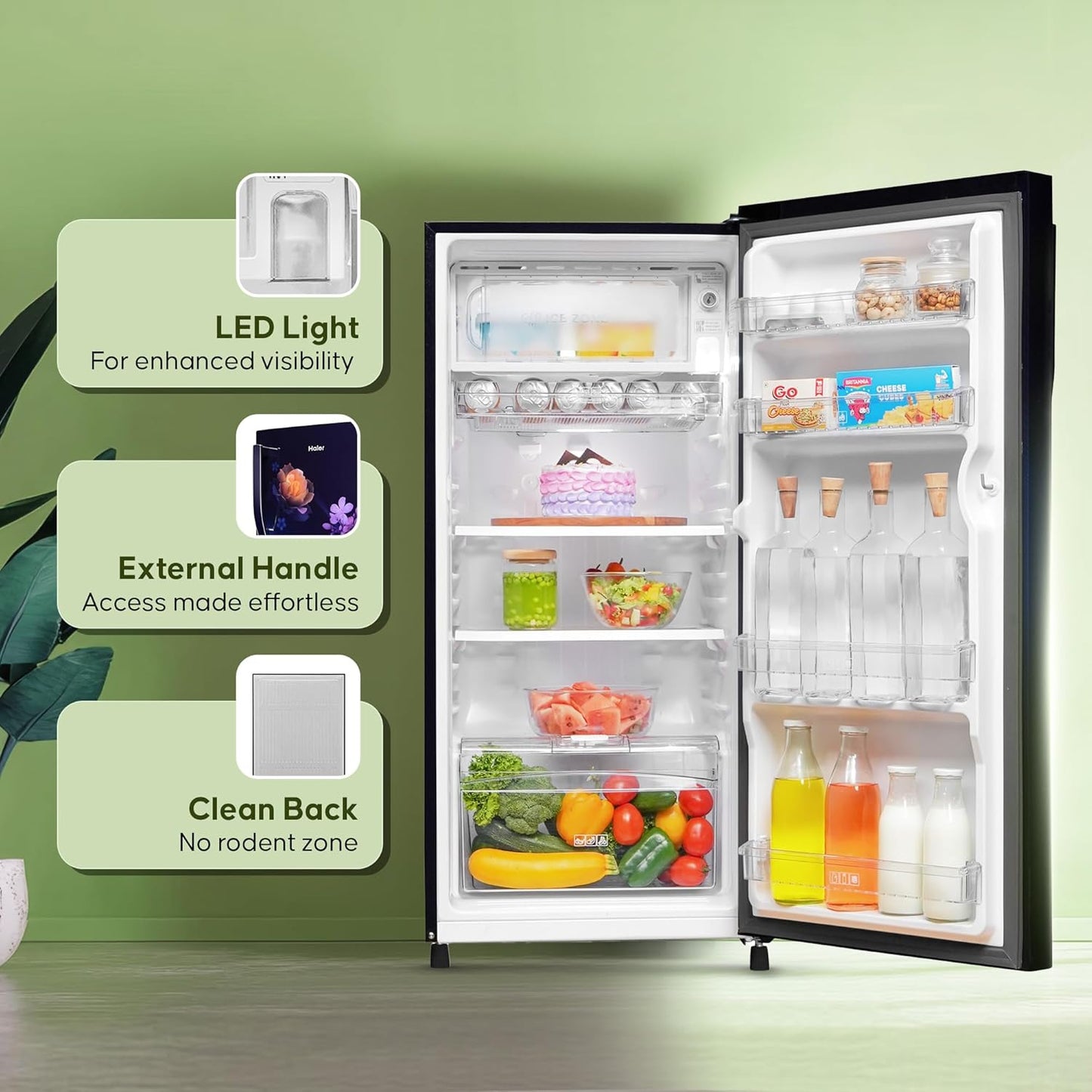 Haier 190 L, 2 Star, Direct-Cool Single Door Refrigerator (HED-202MN-P, Marine Noisettes)