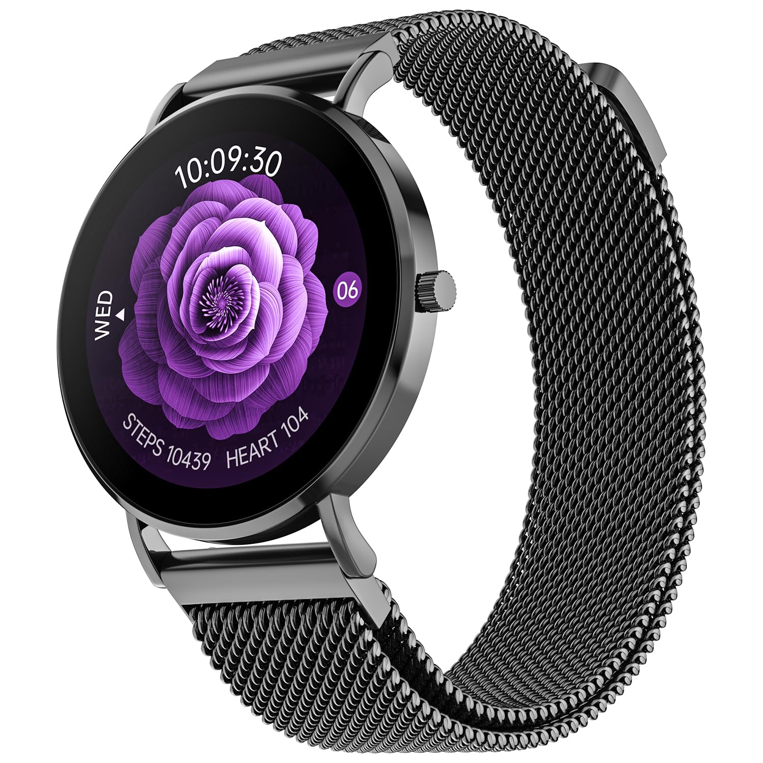 Noise Diva Smartwatch with Diamond Cut dial, Glossy Metallic Finish, AMOLED Display, Mesh Metal and Leather Strap Options, 100+ Watch Faces, Female Cycle Tracker Smart Watch for Women (Gold Link)