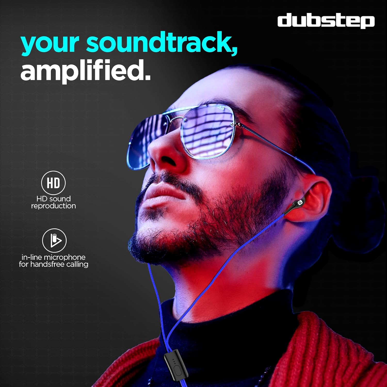 Dubstep Squad M9| X-Bass Technology| 10mm Dynamic Drivers| Mobile/Laptop Compatible|3.5 mm Audio Jack| in-Ear Wired Headphones with Mic- Black & Blue