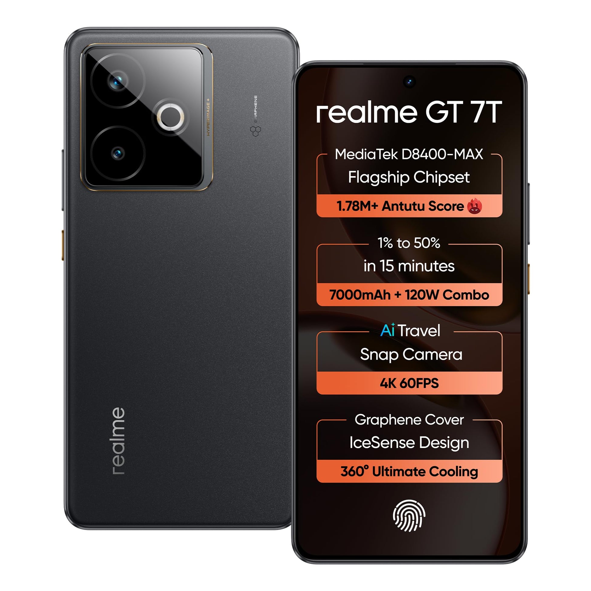 realme GT 7T (Racing Yellow,8GB+256GB) | MediaTek D8400 MAX | Strongest Battery Combo 7000mAh + 120W | AI 4K 60FPS Travel Camera | 360° Cooling IceSense Design with Graphene | 6000 nits Display