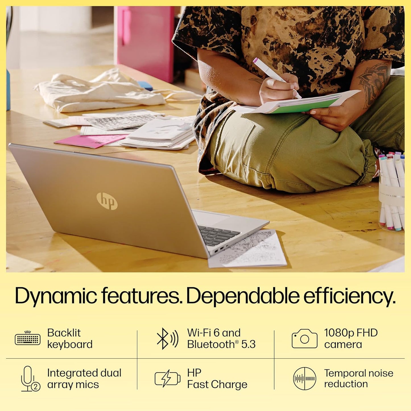 HP 15, AMD Ryzen 5 7520U (8GB LPDDR5, 512GB SSD) Anti-Glare, FHD,15.6-inch (39.6 cm) Win 11, Office 21, FHD Camera with Privacy Shutter,15s-fc0155AU