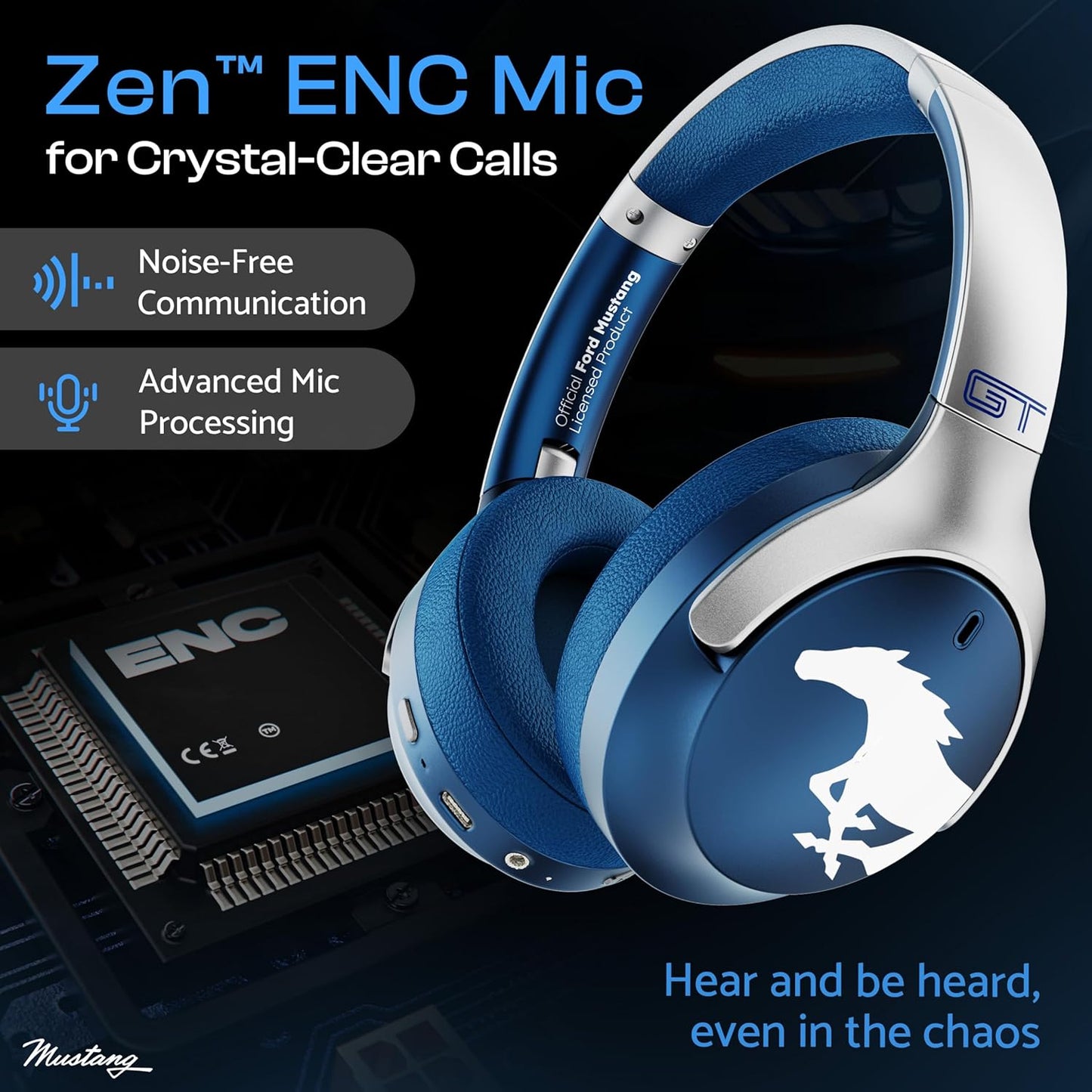 Boult GOBOULT X Mustang Q Over Ear Bluetooth Headphones with 70H Playtime, 40mm Bass Drivers, Zen ENC Mic, Type-C Fast Charging, 4 EQ Modes, Bluetooth 5.4, AUX Option, IPX5 Wireless Headphones