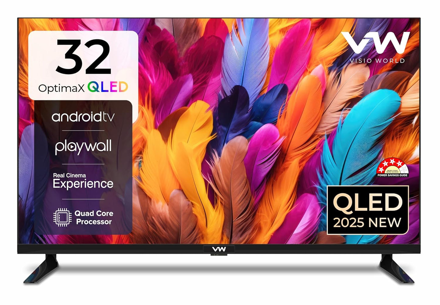 VW ( Visio World 80 cm (32 inches) OptimaX Series HD Ready Smart QLED Android TV VW32AQ1 (Black)