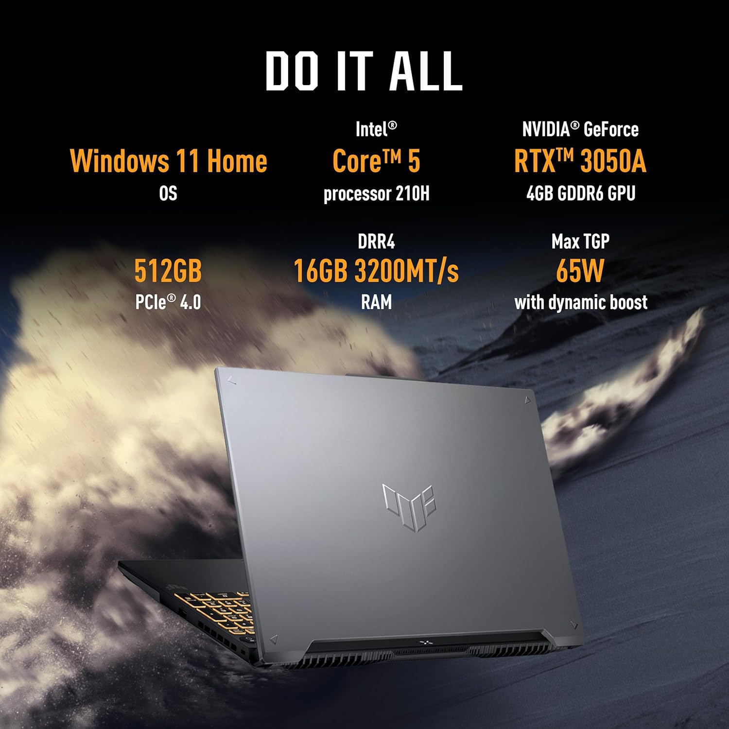ASUS TUF Gaming F16,Intel Core 5 Processor 210H Gaming Laptop (RTX 3050A-4GB/65WTGP/16GB/512GB/FHD+/16"/144Hz/Windows 11/M365 Basic (1Year)*/Office Home 2024/Mecha Gray/2.20 Kg) FX607VB-RL087WS/76WS