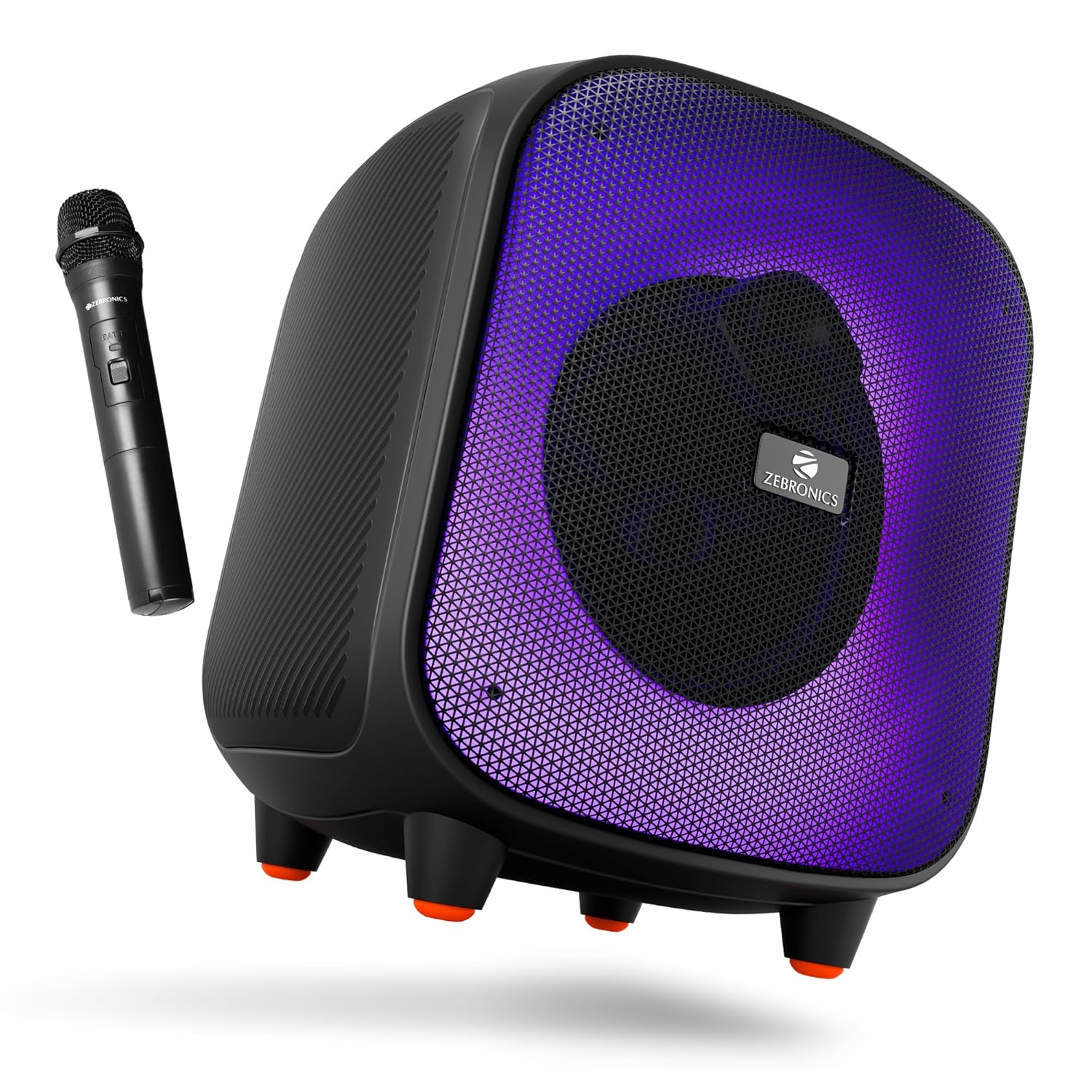 ZEBRONICS Sound Feast 800,Portable Party Bluetooth Speaker,55 Watts,6 Hours Playback,6.5 inch Powerful Driver,Wireless MIC,Karaoke,Mobile Holder,RGB,TWS | USB | AUX | 6.3mm MIC,Deep Bass,Black