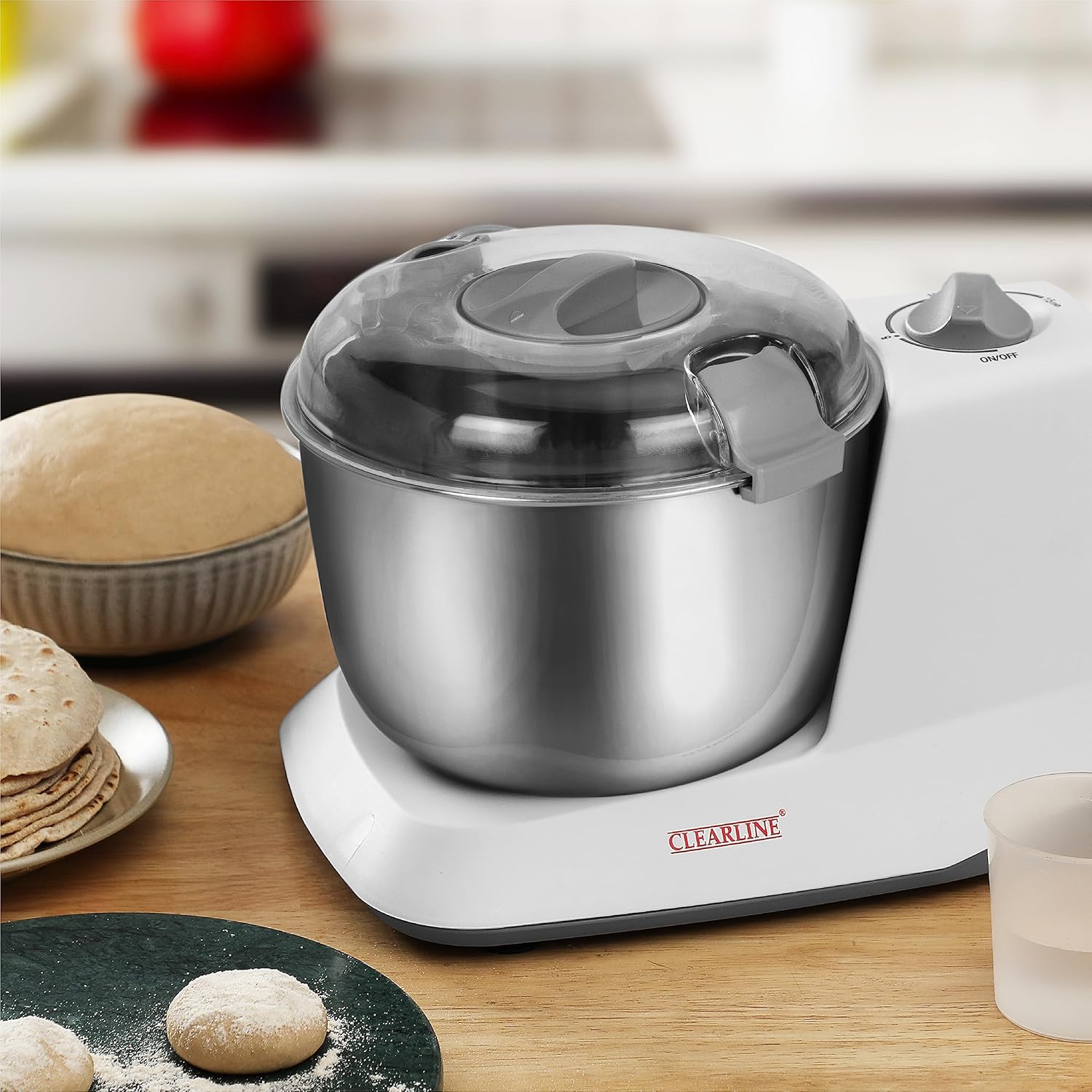 Clearline Automatic Electric Atta Kneader Dough Maker with Stainless Steel, Smart Atta Kneader Mixer and Dough Kneader Machine, Dough Mixer Machine with 650 Watts Power