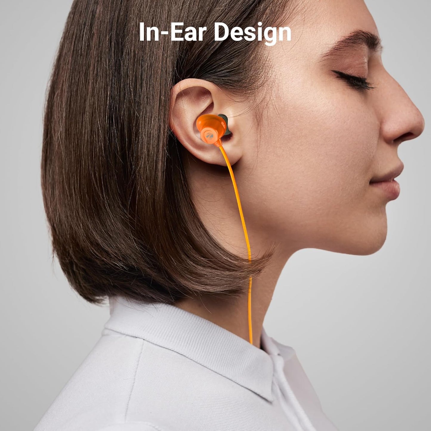 ZEBRONICS Buds 50, 3.5mm, in-Ear, Wired Earphones, in-Line MIC, 10mm Neodymium Bass Drivers, 1.2m Soft Silicon Cable, Magnetic Earbuds, Compatible with Mobile | Tablet | Laptop (Orange)