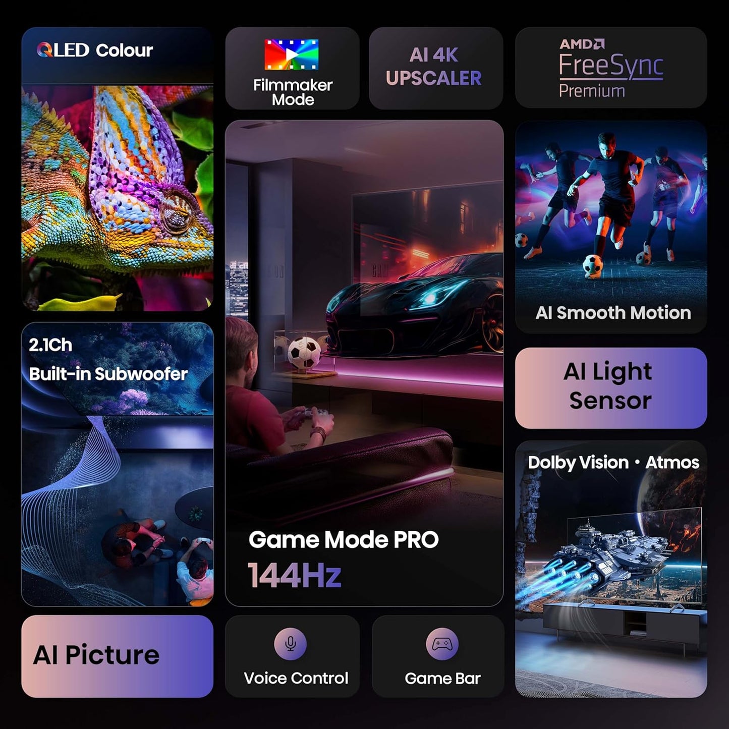 Hisense 254 cm (100 inches) E7Q PRO Series 4K Ultra HD Smart QLED TV 100E7Q PRO (Charcoal Grey)