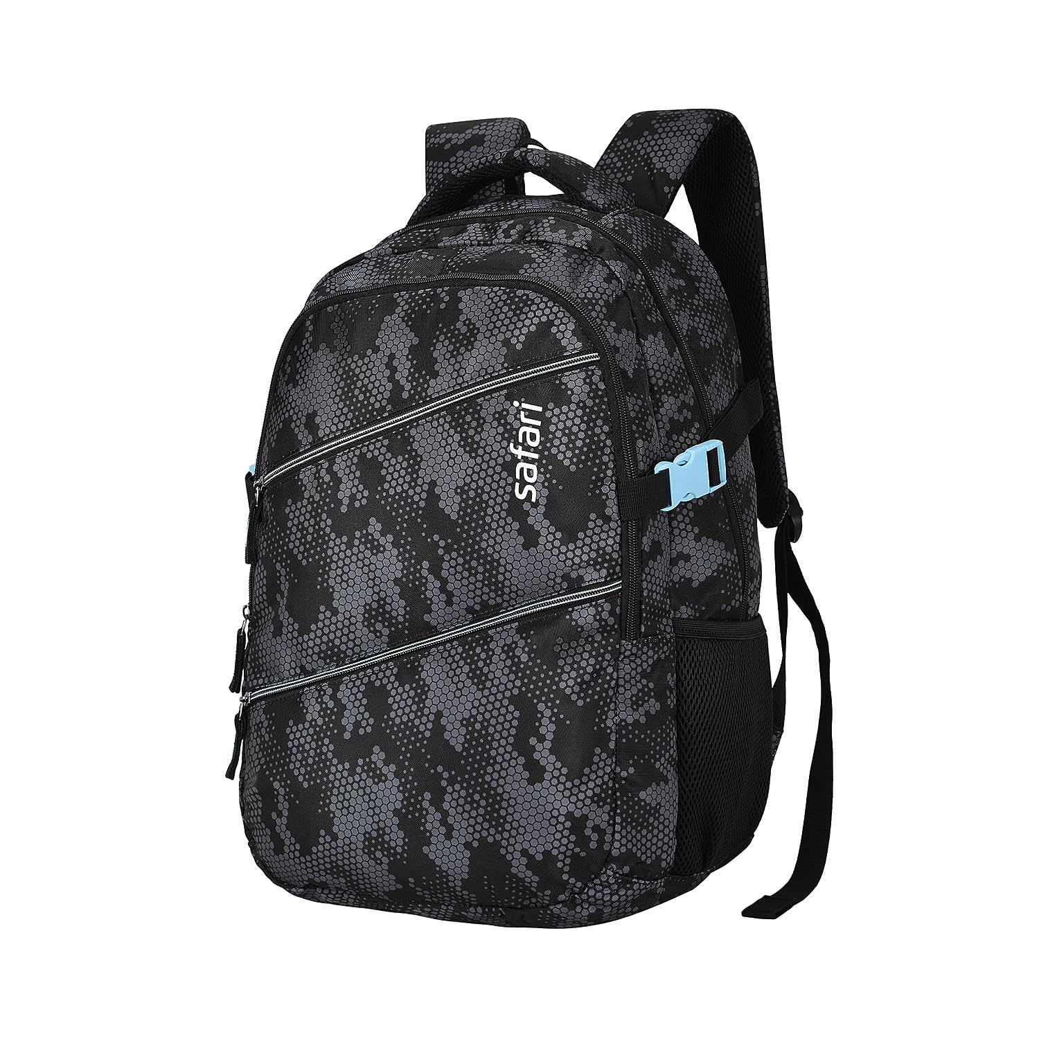 Safari Omega spacious/large laptop backpack with Raincover, college bag, travel bag for men and women, Black, 30 Litre