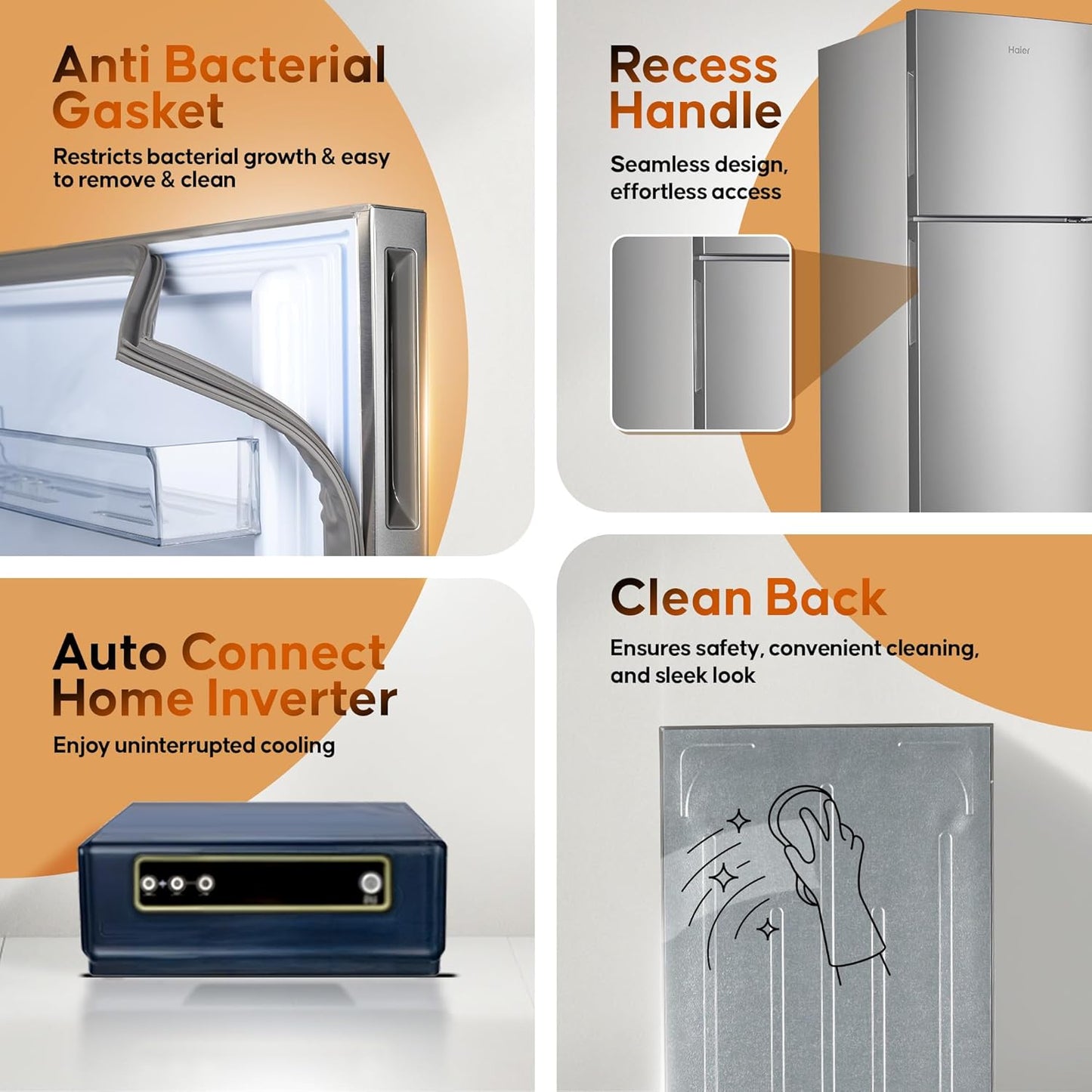 Haier 240L 2 Star Frost Free Top Mount Double Door Refrigerator|Cool Pad|200% Faster Ice Making in 49 Minutes (HEF-252EGS-P, Moon Silver)
