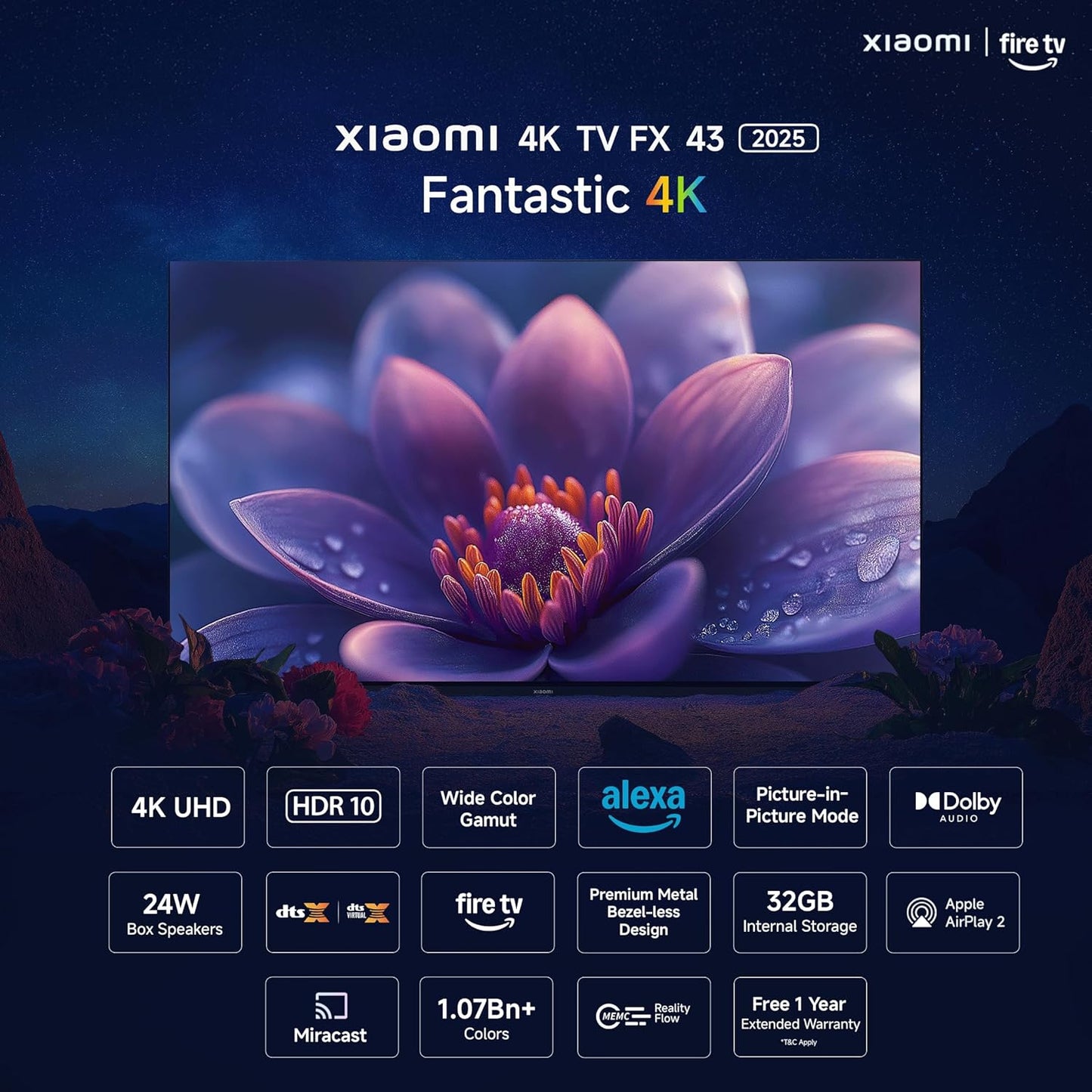 Xiaomi 108 cm (43 inch) FX Ultra HD 4K Smart LED Fire TV L43MB-FIN