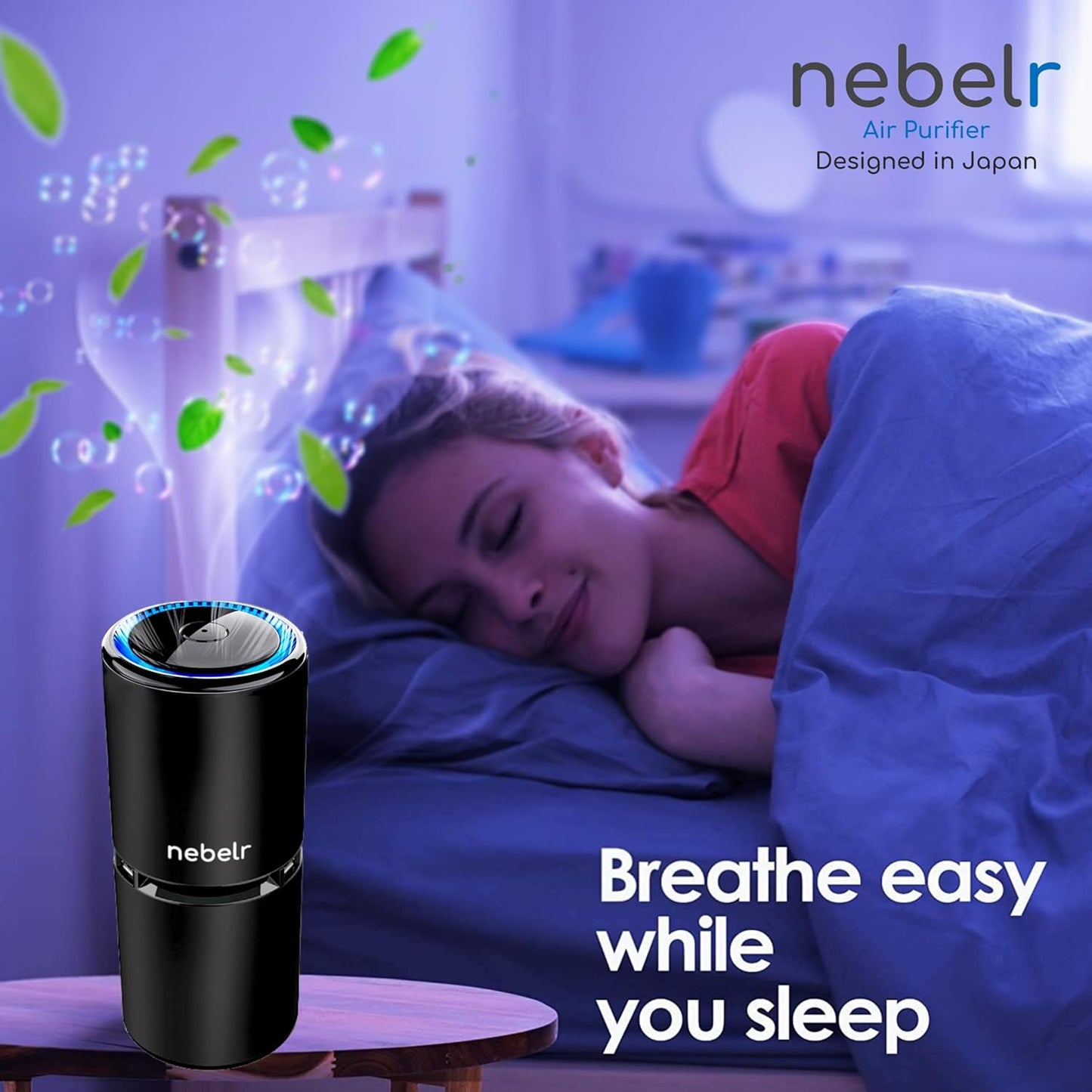 Nebelr Car Air Purifier Ionizer - Premium - Zero Filter - Alluminium - 10 Million Negative Ions - Kills 99.9% Viruses - Removes Dust - Portable - Designed in Japan - 2025 - USB C - with Car Charger