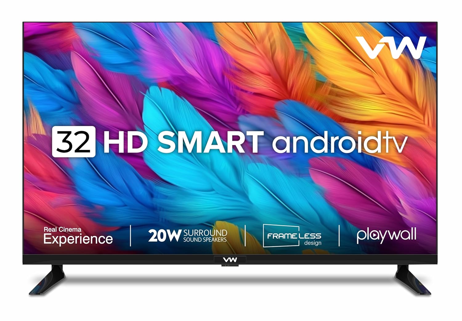 VW 80 cm (32 inches) Playwall Frameless Series HD Ready Android Smart LED TV VW32F5