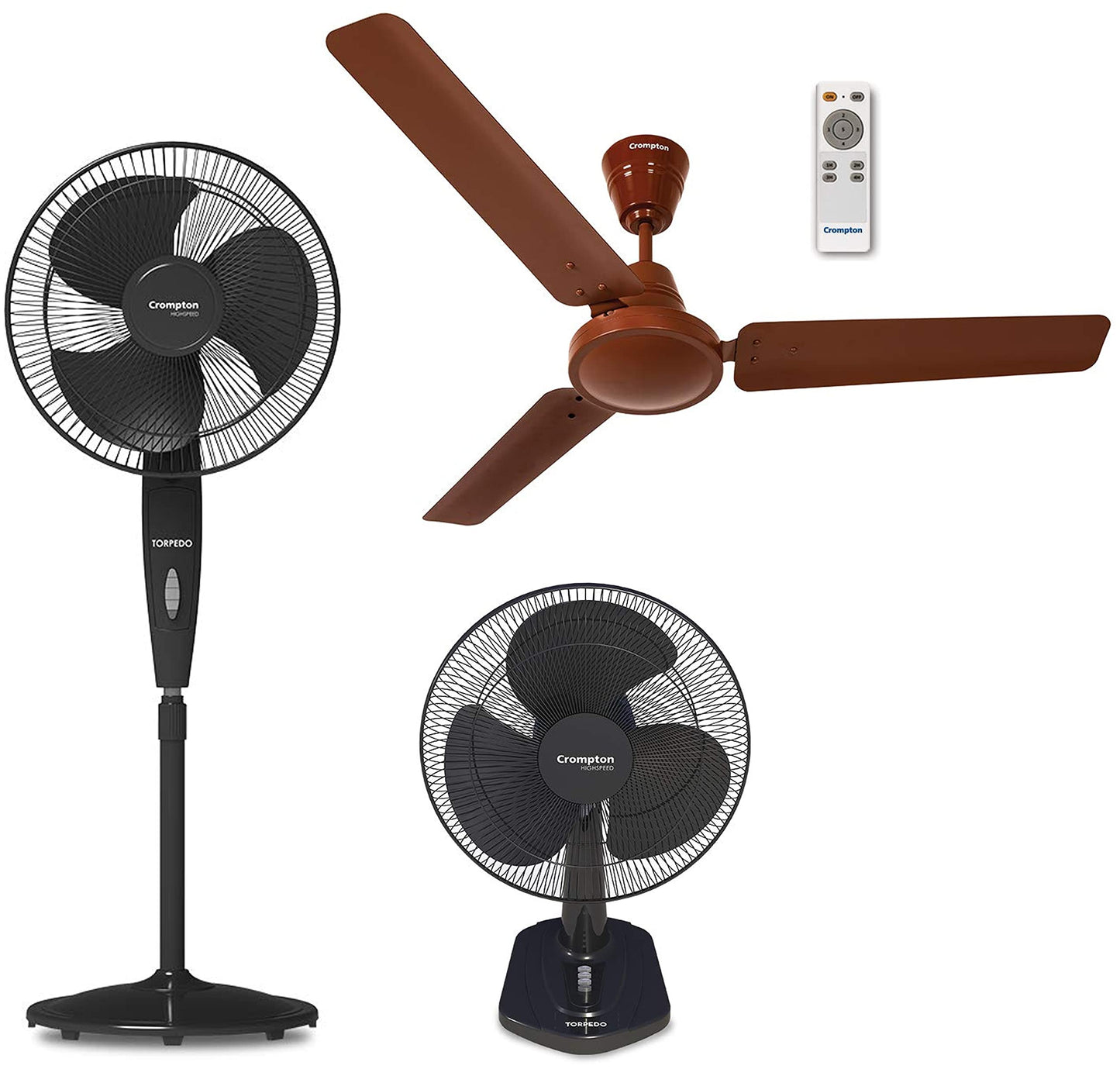 Crompton HighSpeed Torpedo 400 mm Pedestal Fan (Black)
