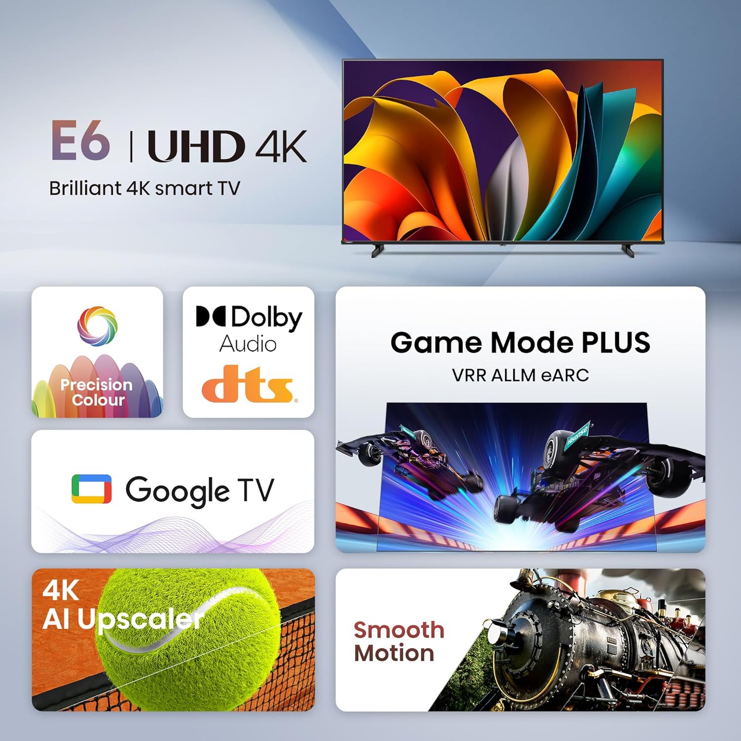 Hisense 164 cm (65 inches) E6N Series 4K Ultra HD Smart LED Google TV 65E6N (Black)