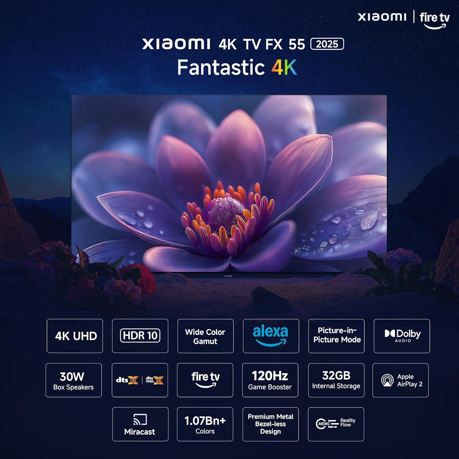Xiaomi 138 cm (55 inch) FX Ultra HD 4K Smart LED Fire TV L55MB-FIN