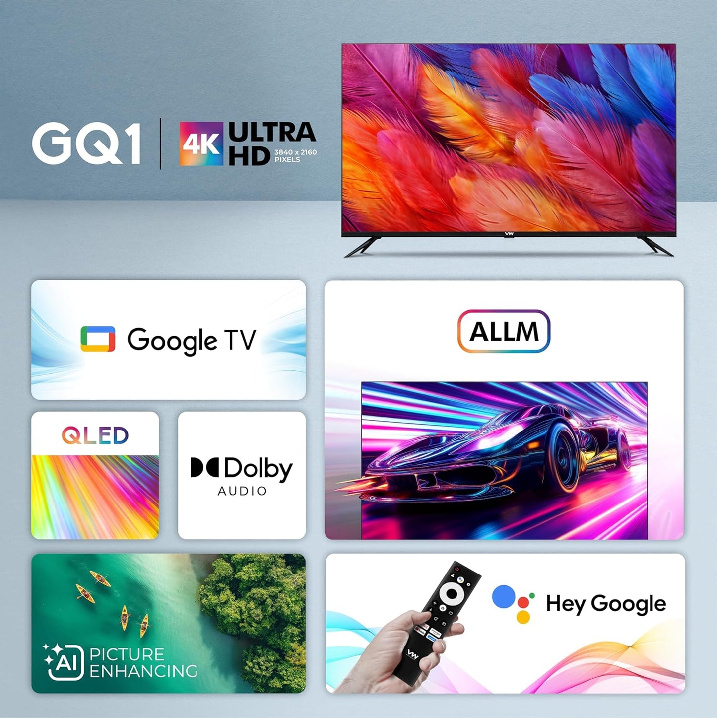 VW 190 cm (75 inches) Pro Series 4K Ultra HD Smart QLED Google TV VW75GQ1
