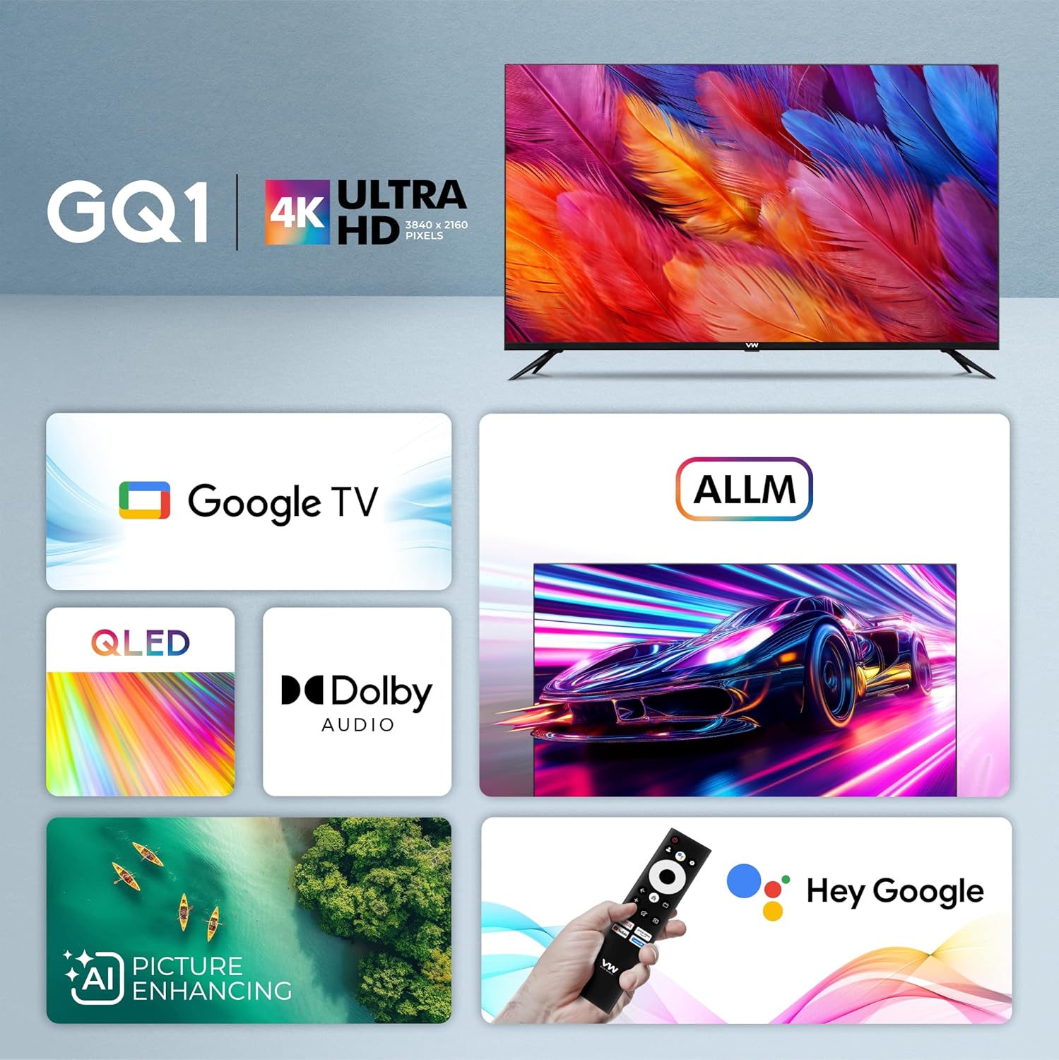 VW 190 cm (75 inches) Pro Series 4K Ultra HD Smart QLED Google TV VW75GQ1