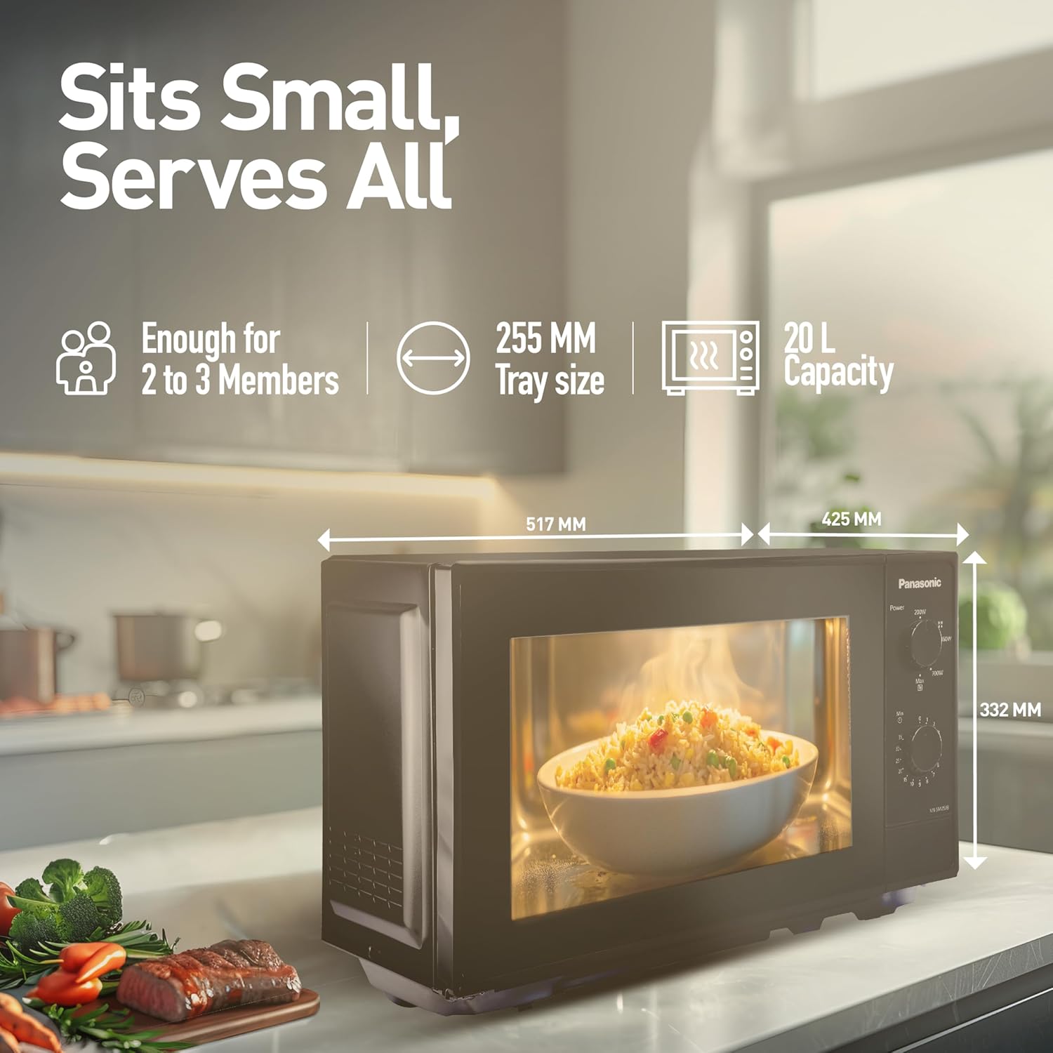 Panasonic 20L Solo Microwave Oven (NN-SM25JBFDG,Black)