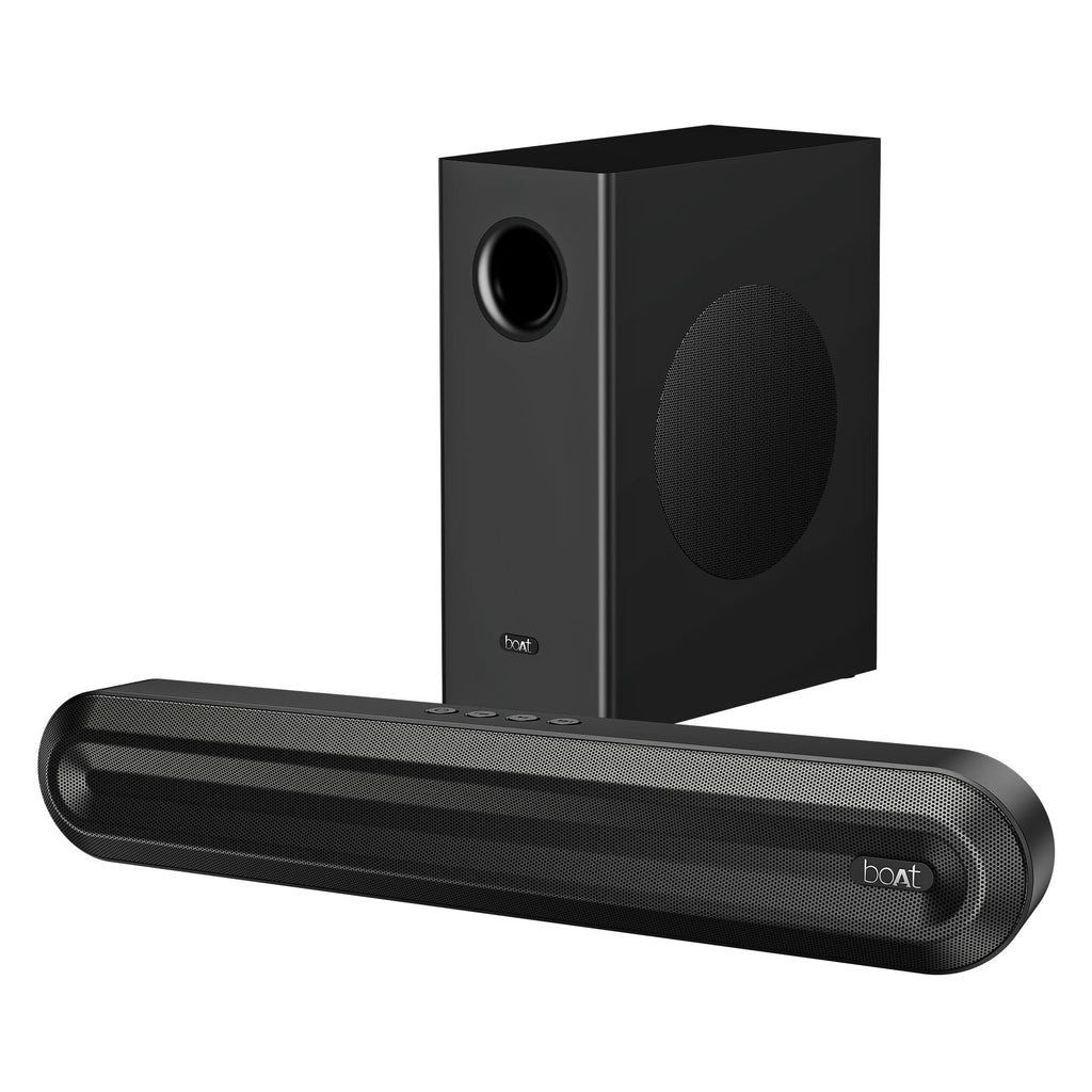 boAt Aavante Prime 5.1 5000DA (2025 Launch), Dolby Atmos, 500W, 5.1CH w/Wired Subwoofer & Wired Satellites, Multi Compatibility, Bluetooth Sound bar, Home Theatre Soundbar Speaker(Premium Black)