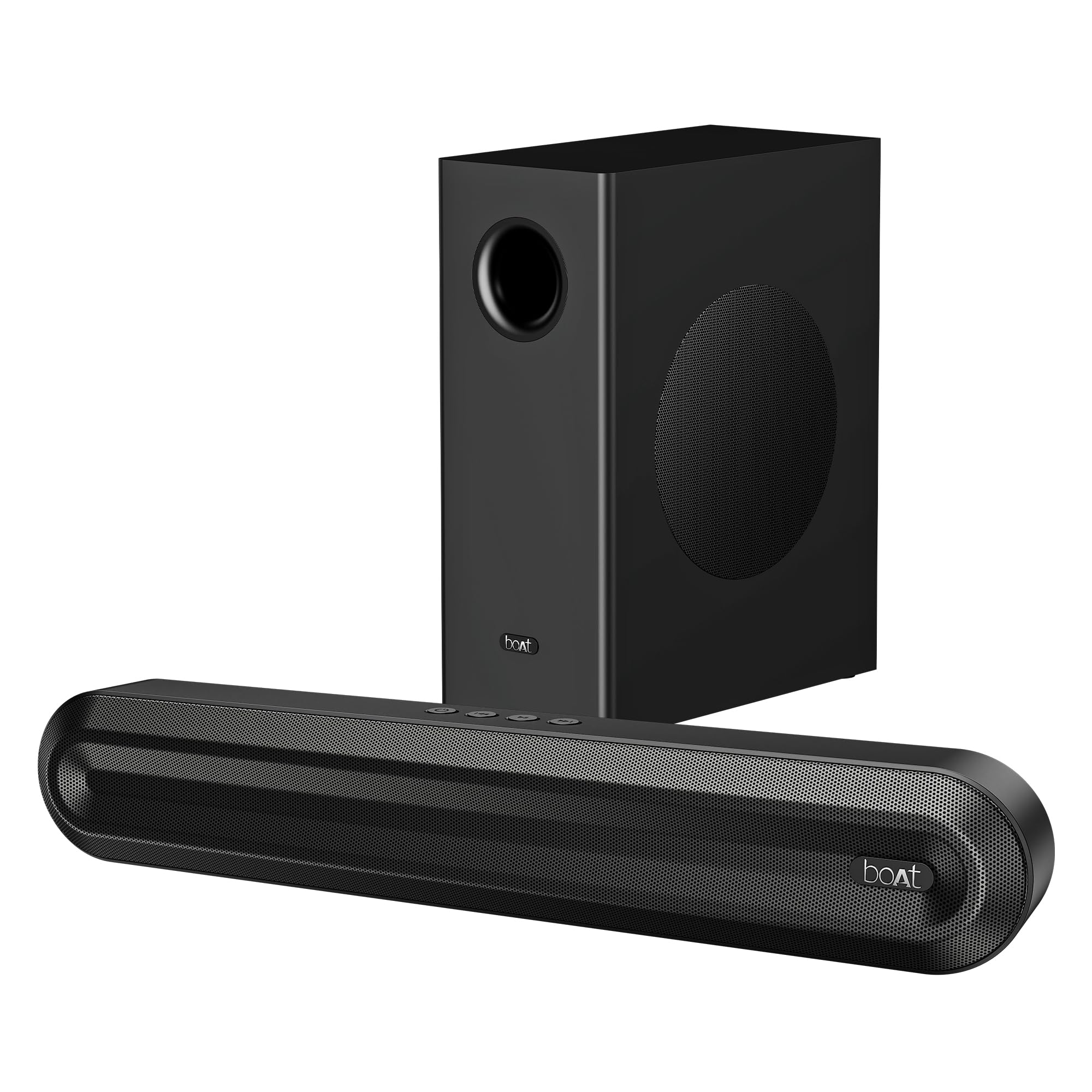 boAt Aavante Prime 5.1 5000DA (2025 Launch), Dolby Atmos, 500W, 5.1CH w/Wired Subwoofer & Wired Satellites, Multi Compatibility, Bluetooth Sound bar, Home Theatre Soundbar Speaker(Premium Black)