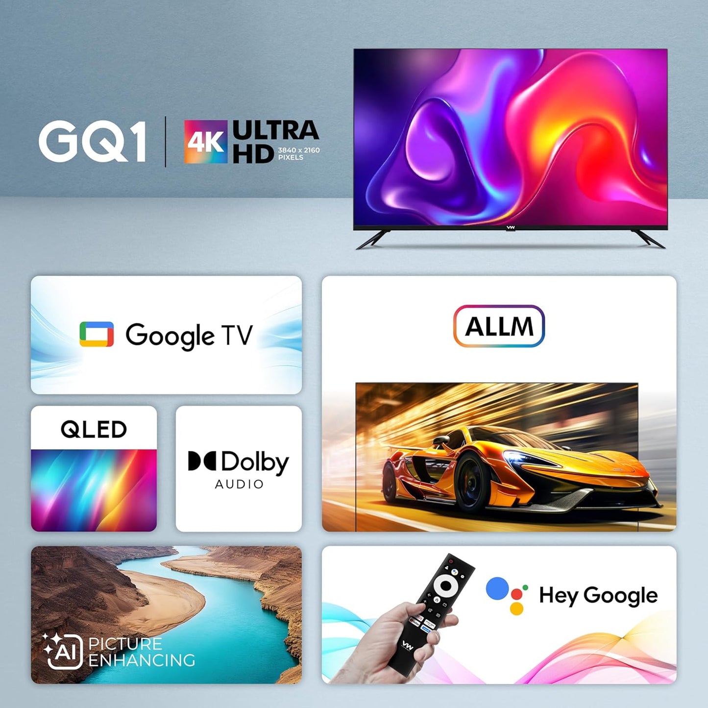 VW 165 cm (65 inches) Pro Series 4K Ultra HD Smart QLED Google TV VW65GQ1
