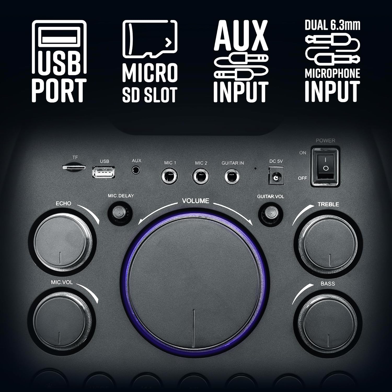 ZEBRONICS 120 Watts Party Speaker with 2 Wireless Mic, 7 hrs Playtime, Karaoke & Recording Function, Type-C Charging, TWS, Bluetooth, USB, AUX, mSD, RGB Modes (Thump 700)