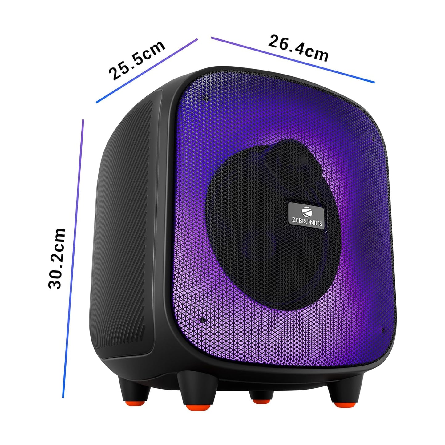 ZEBRONICS Sound Feast 800,Portable Party Bluetooth Speaker,55 Watts,6 Hours Playback,6.5 inch Powerful Driver,Wireless MIC,Karaoke,Mobile Holder,RGB,TWS | USB | AUX | 6.3mm MIC,Deep Bass,Black