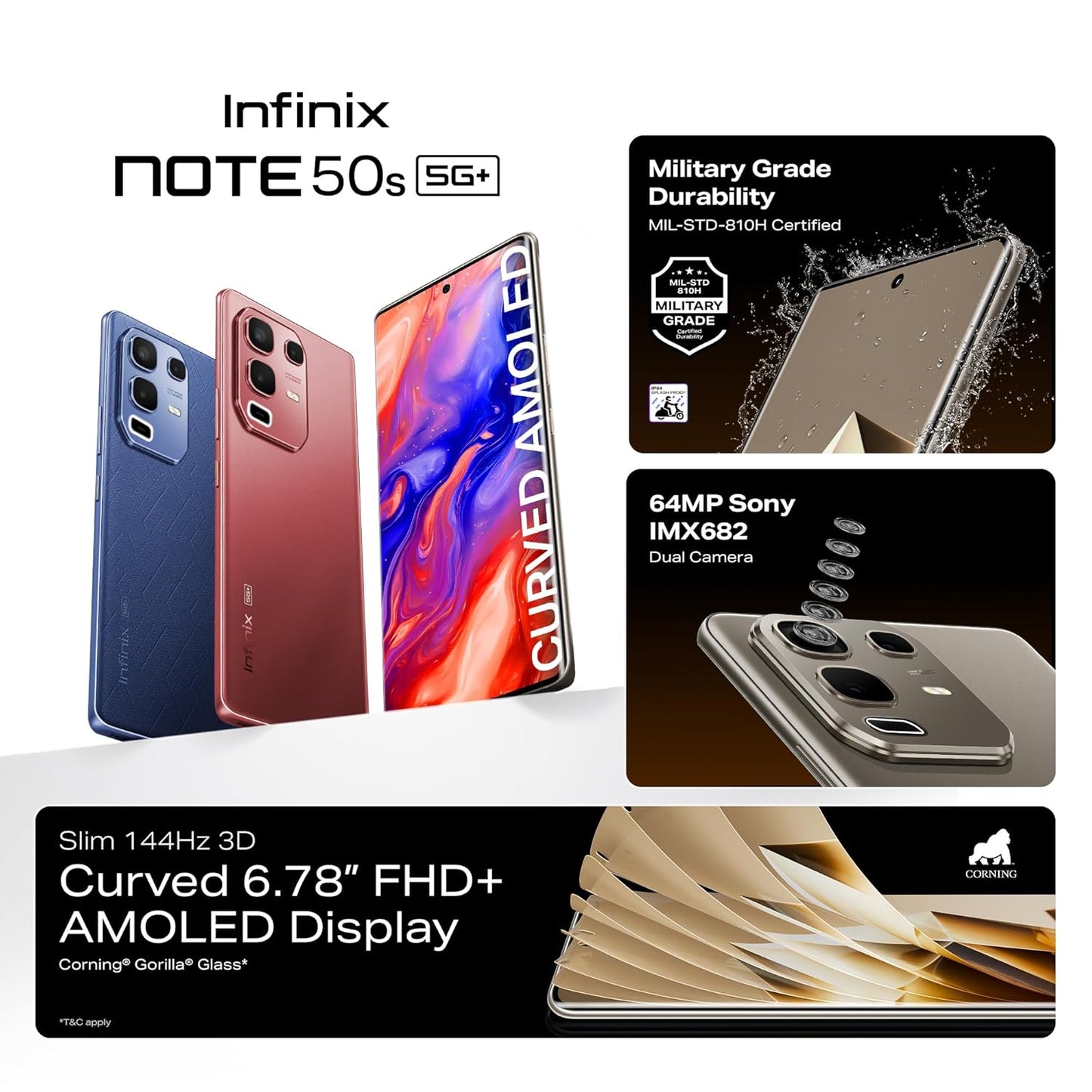 Infinix Note 50s 5G+ (Titanium Grey, 6GB RAM, 128GB Storage) | MediaTek D7300 Ultimate | 5500mAH Battery, Dual Speakers by JBL, 144Hz AMOLED Display