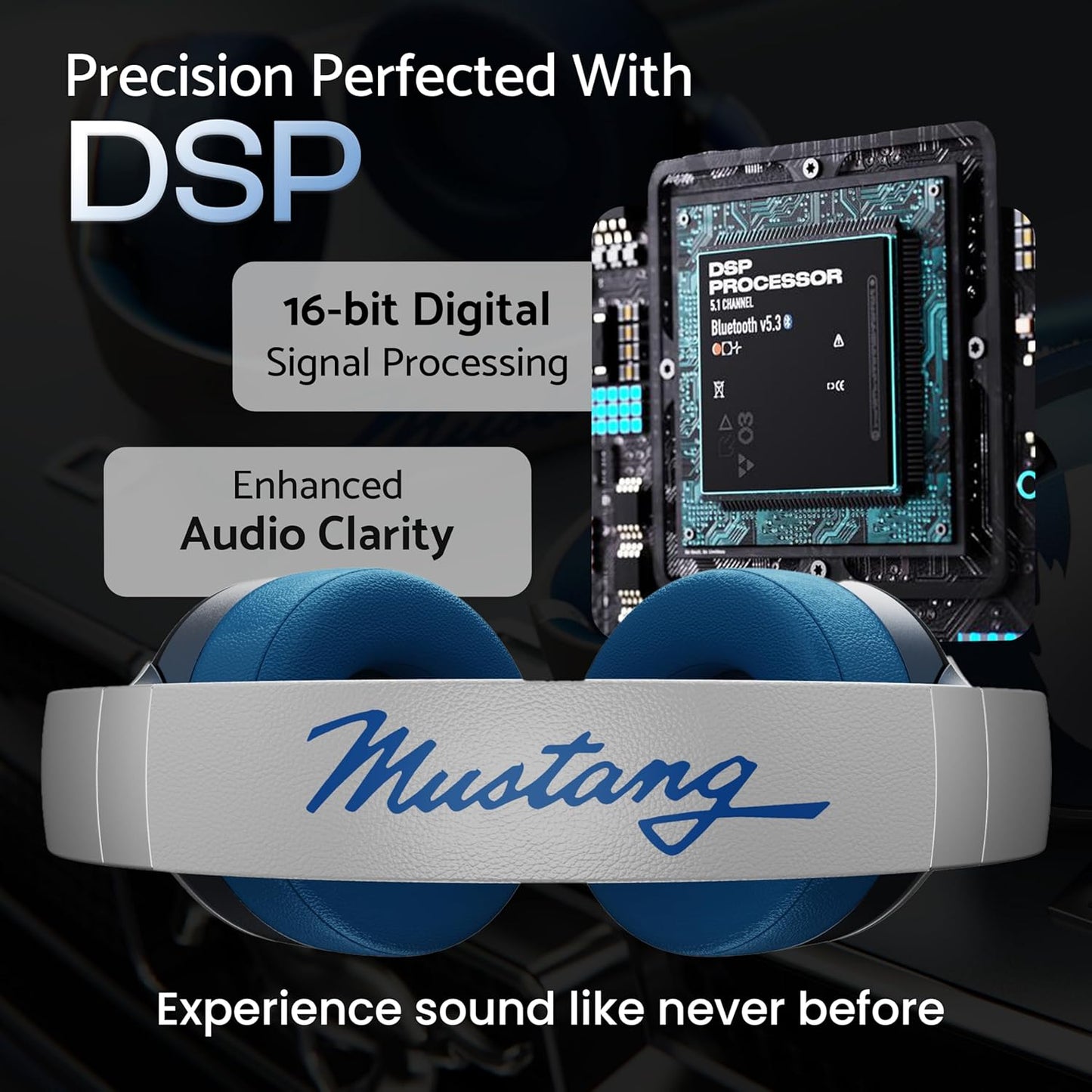 Boult GOBOULT X Mustang Q Over Ear Bluetooth Headphones with 70H Playtime, 40mm Bass Drivers, Zen ENC Mic, Type-C Fast Charging, 4 EQ Modes, Bluetooth 5.4, AUX Option, IPX5 Wireless Headphones