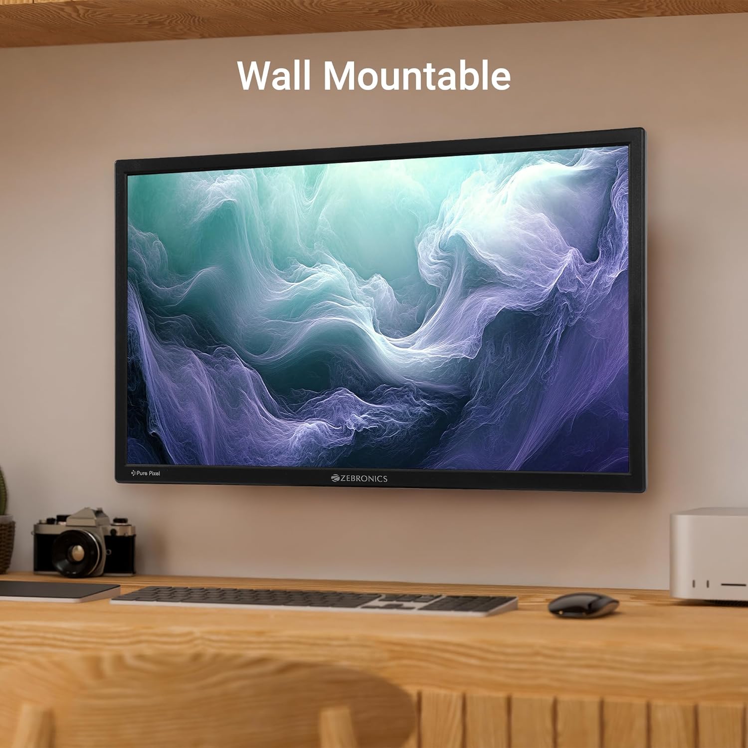 ZEBRONICS V22HD+LED, 22 Inch (55.8cm) LED Monitor, Dual HDMI & VGA Input, HD+1680 x 1050, 220nits Brightness, 5000000:1 Dynamic Contrast Ratio, 16.7M Colors,16:10 Aspect Ratio, Wall Mountable