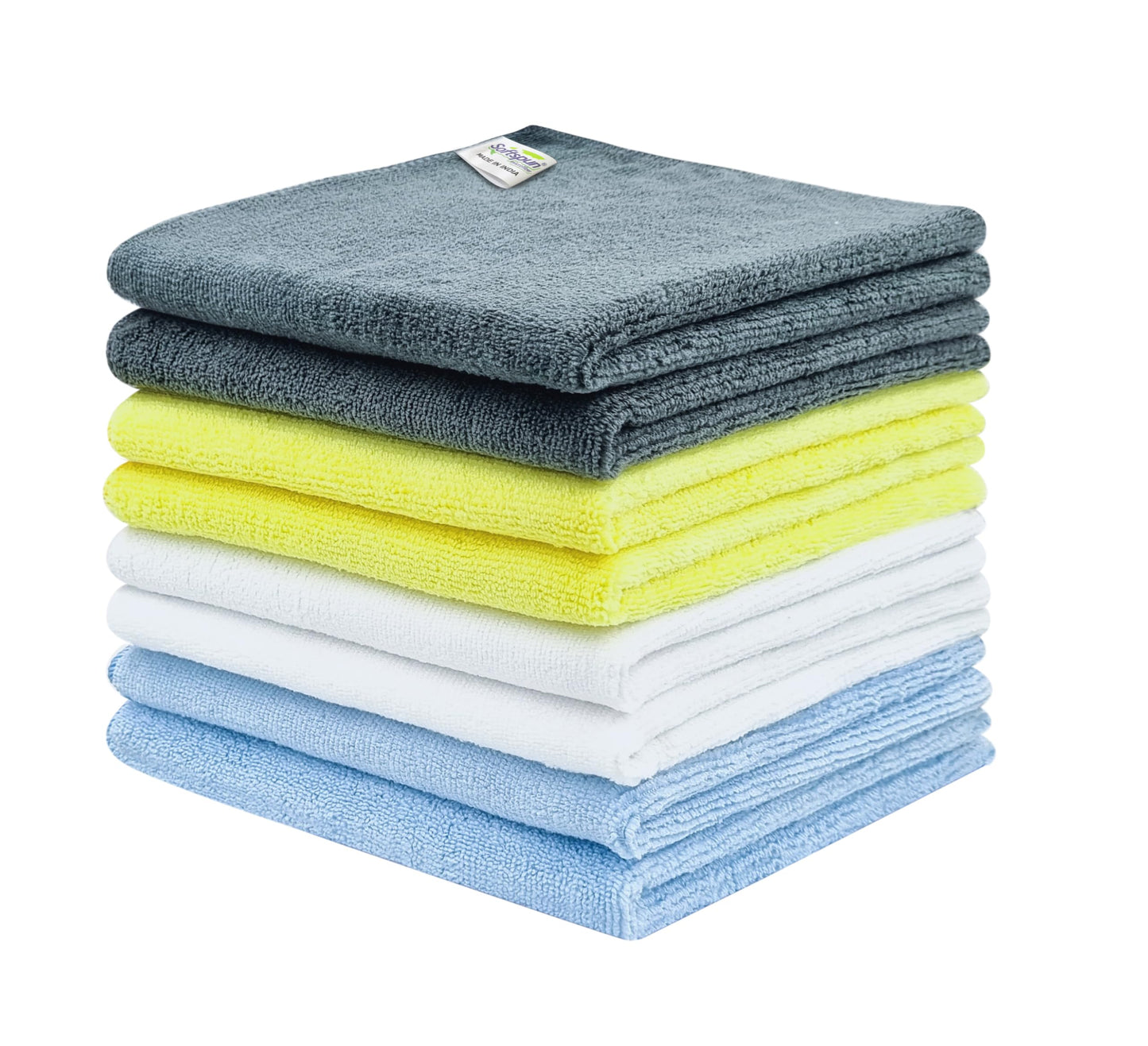 SOFTSPUN Microfiber Cloth - 4 pcs - 40x40 cms - 340 GSM Grey! Thick Lint & Streak-Free Multipurpose Cloths - Automotive Microfibre Towels for Car Bike Cleaning Polishing Washing & Detailing.