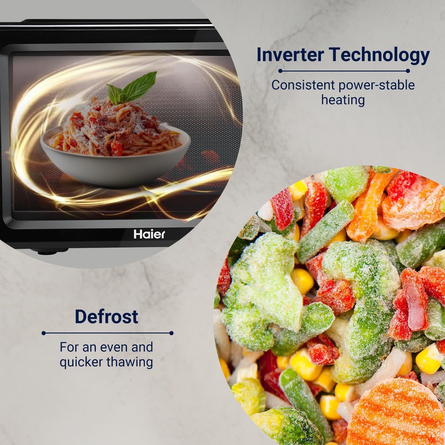 Haier 19 L Inverter Technology, Light Weight, Defrost, 5 Power Levels Solo Microwave Oven (HIL1901MBPB, Black)