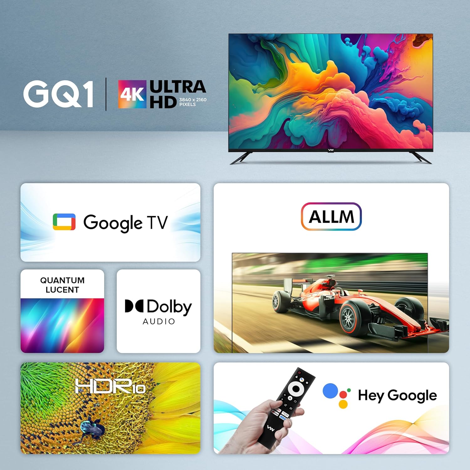 VW 140 cm (55 inches) Pro Series 4K Ultra HD Smart QLED Google TV VW55GQ1