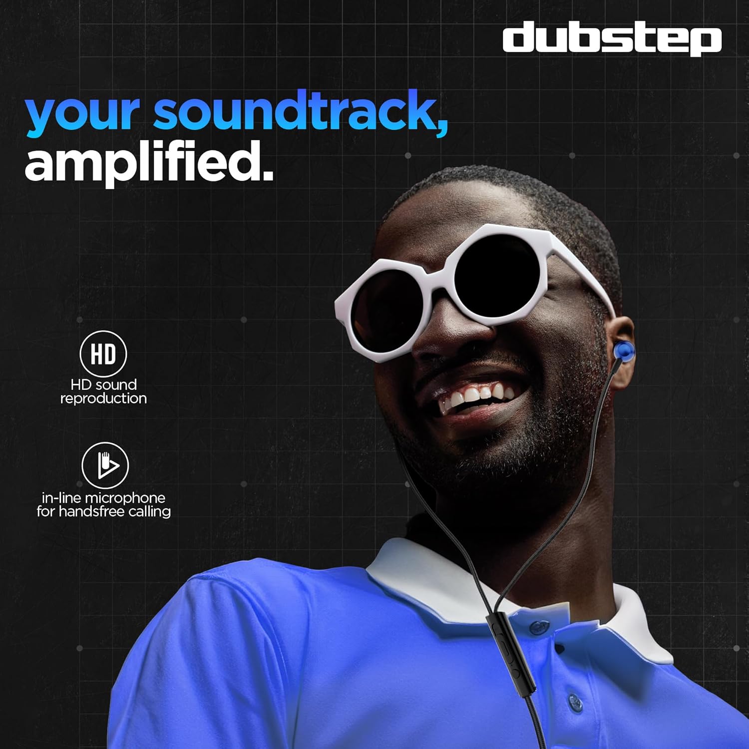 Dubstep Squad M11 with X-Bass Technology, 10mm Dynamic Drivers, Inline Control, Type-C Earphones with Mic (Blue & Black)