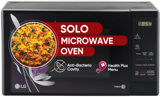 LG 20 L Solo Microwave Oven (MS2043BP, Black, Health plus Menu, I-Wave Technology, Indian Cuisine, Even Reheat & Defrost, Auto Cook Menu, Anti-Bacterial Cavity & Steam Clean)