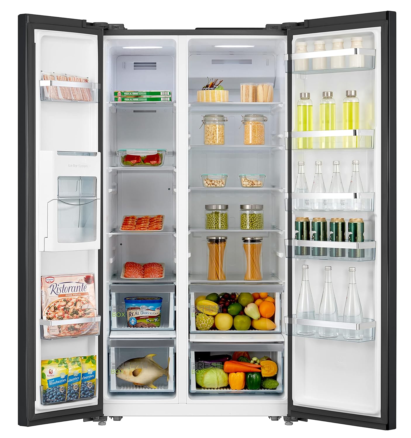 Midea 661 L Side By Side Refrigerator With Inverter (Mdrs853Fgg22Ind, Black, Glass Finish) - 1 Star, Frost Free