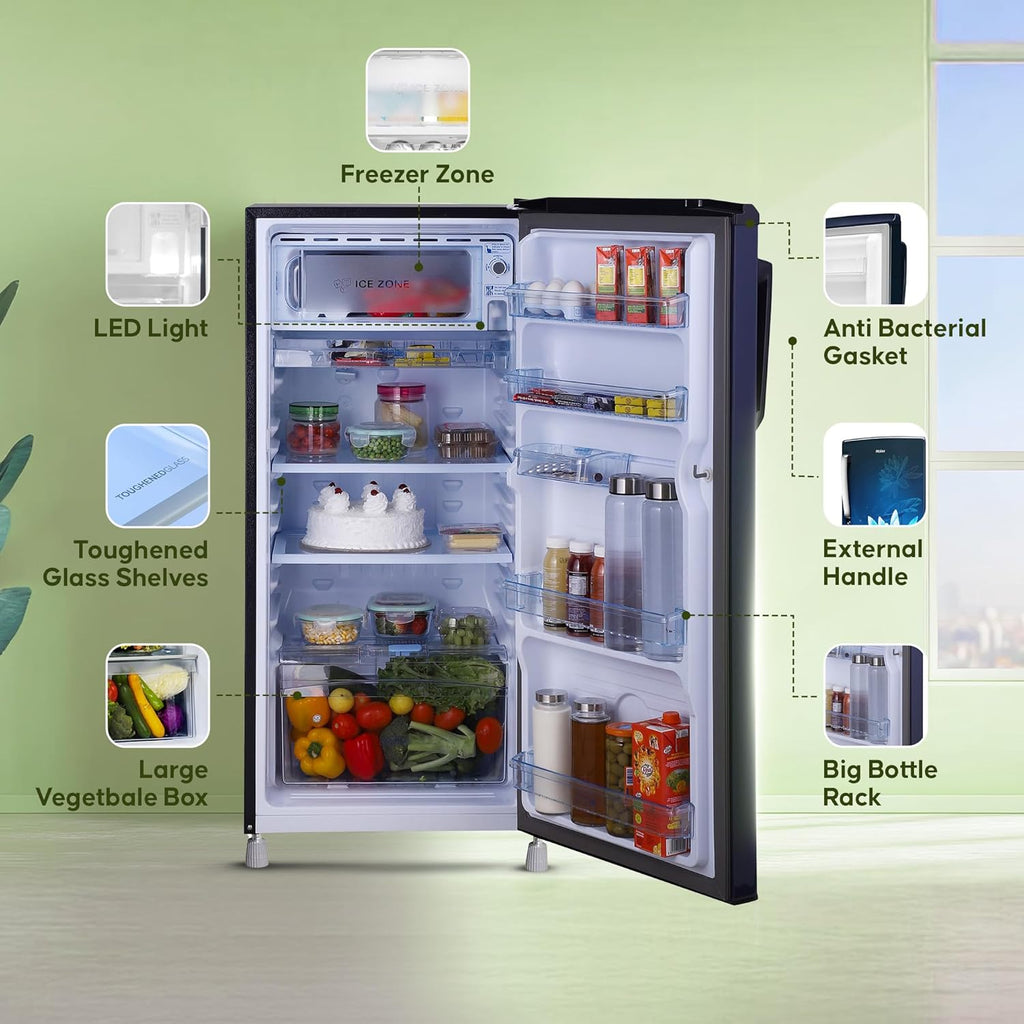 Haier 175 L, 2 Star, Direct-Cool Single Door Refrigerator (HED-182ML-N, Marine Lotus)